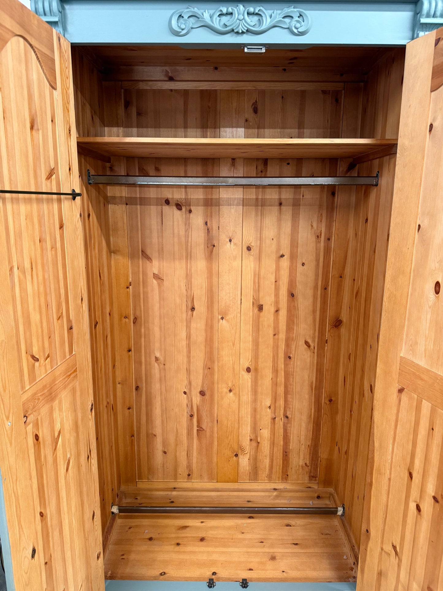 Pair of solid pine wardrobes