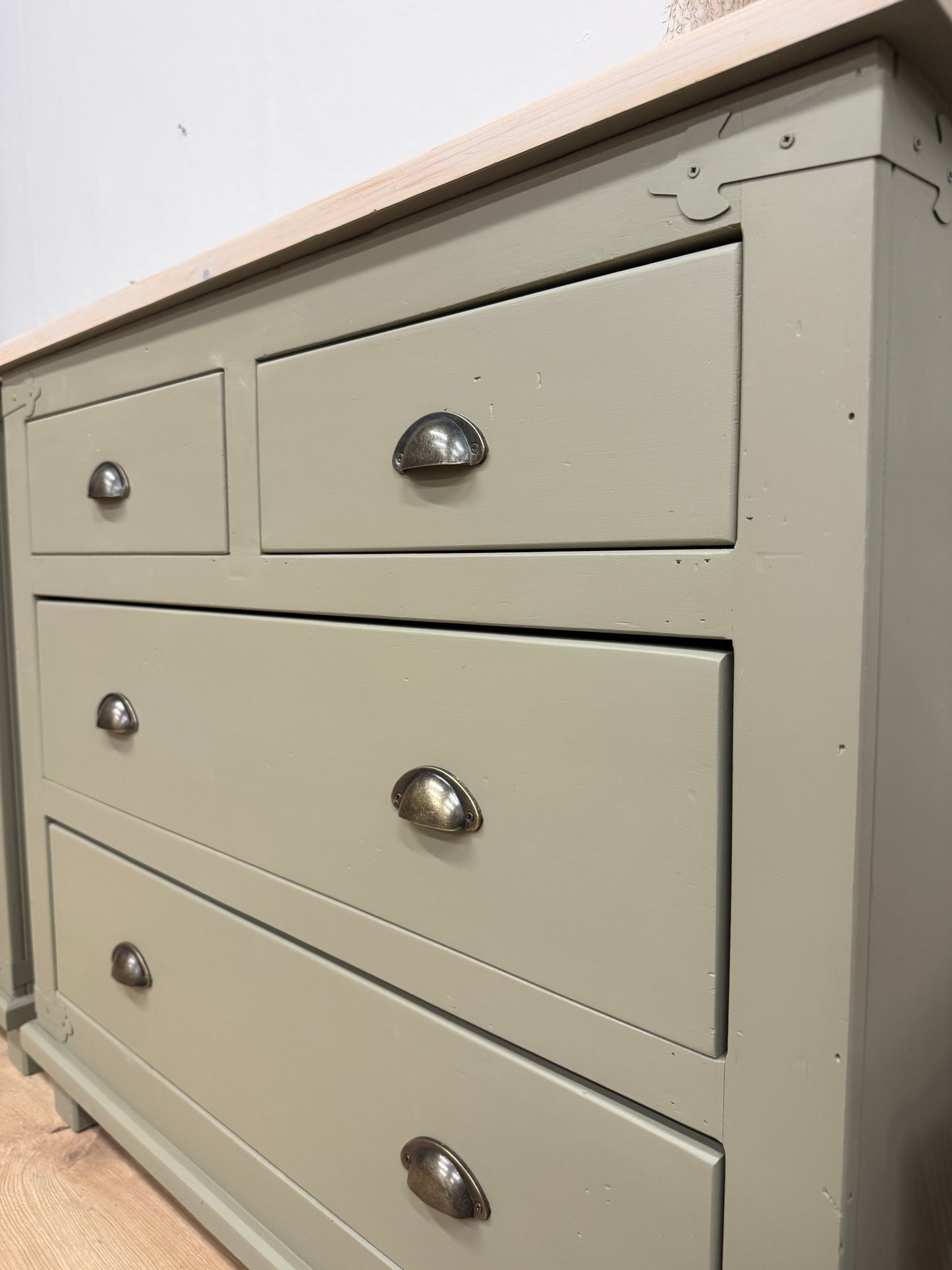 Pair of Rustic Solid Pine Painted Chest of Drawers