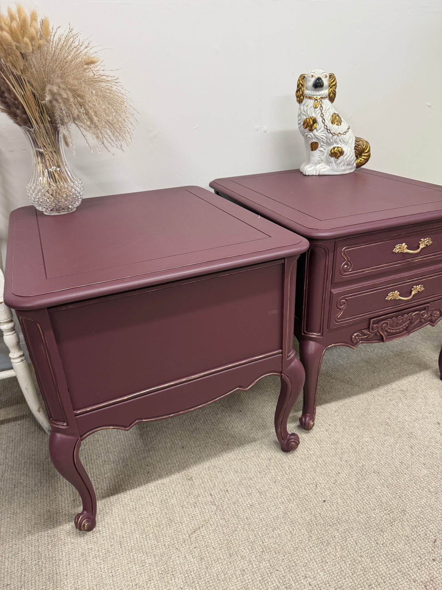 Pair of painted and gilded side tables