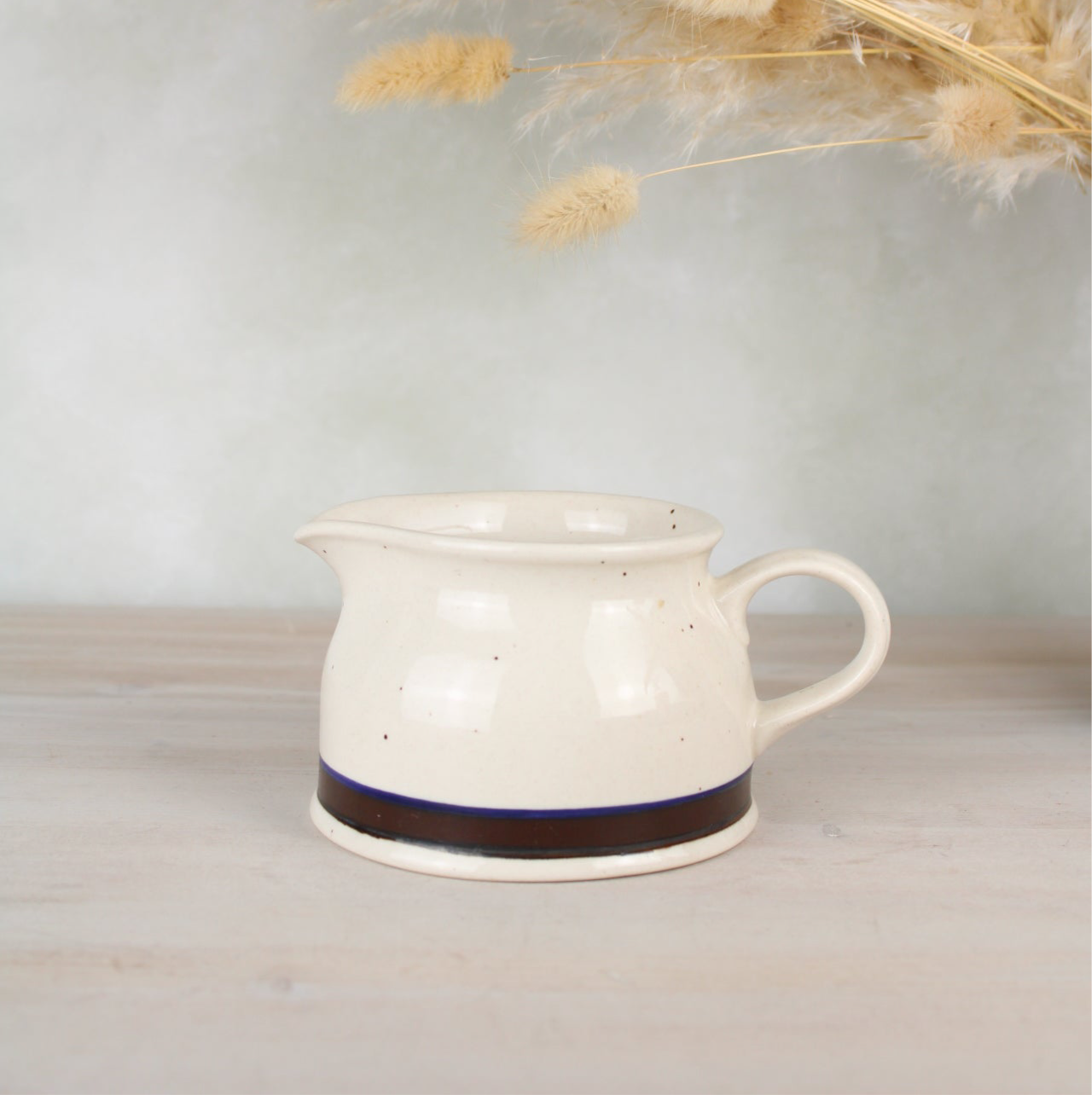 Brown Stripe Ceramic Farmhouse Style Sauce Jug