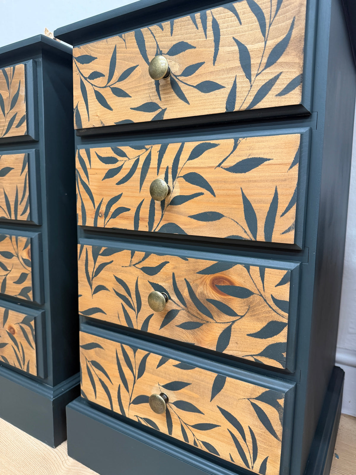 Solid pine painted bedside cabinets