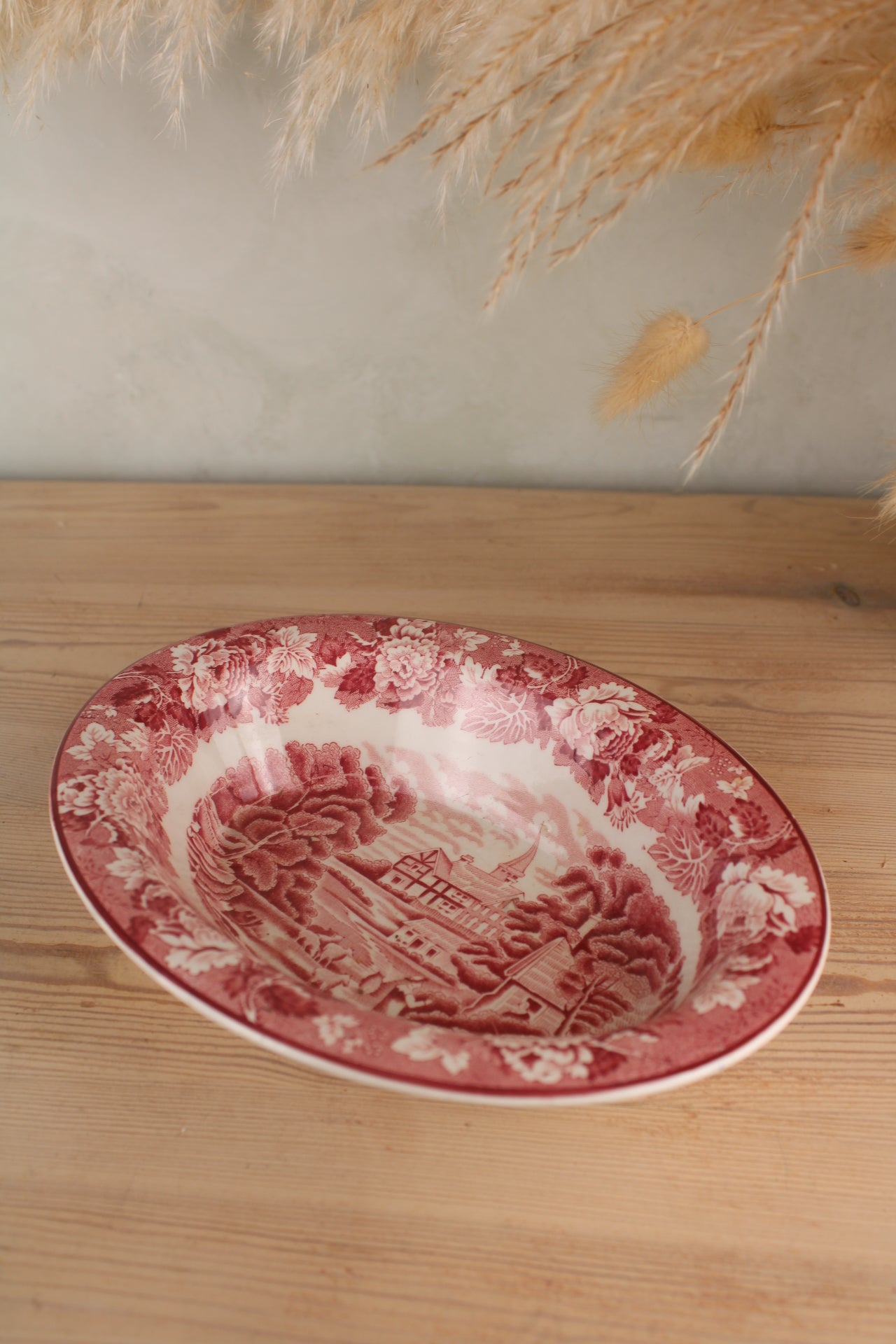 Woods Ware Pink & White Serving Bowl