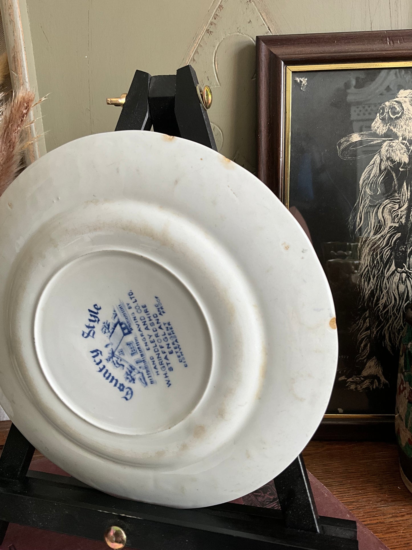 Vintage blue and white country style side plates