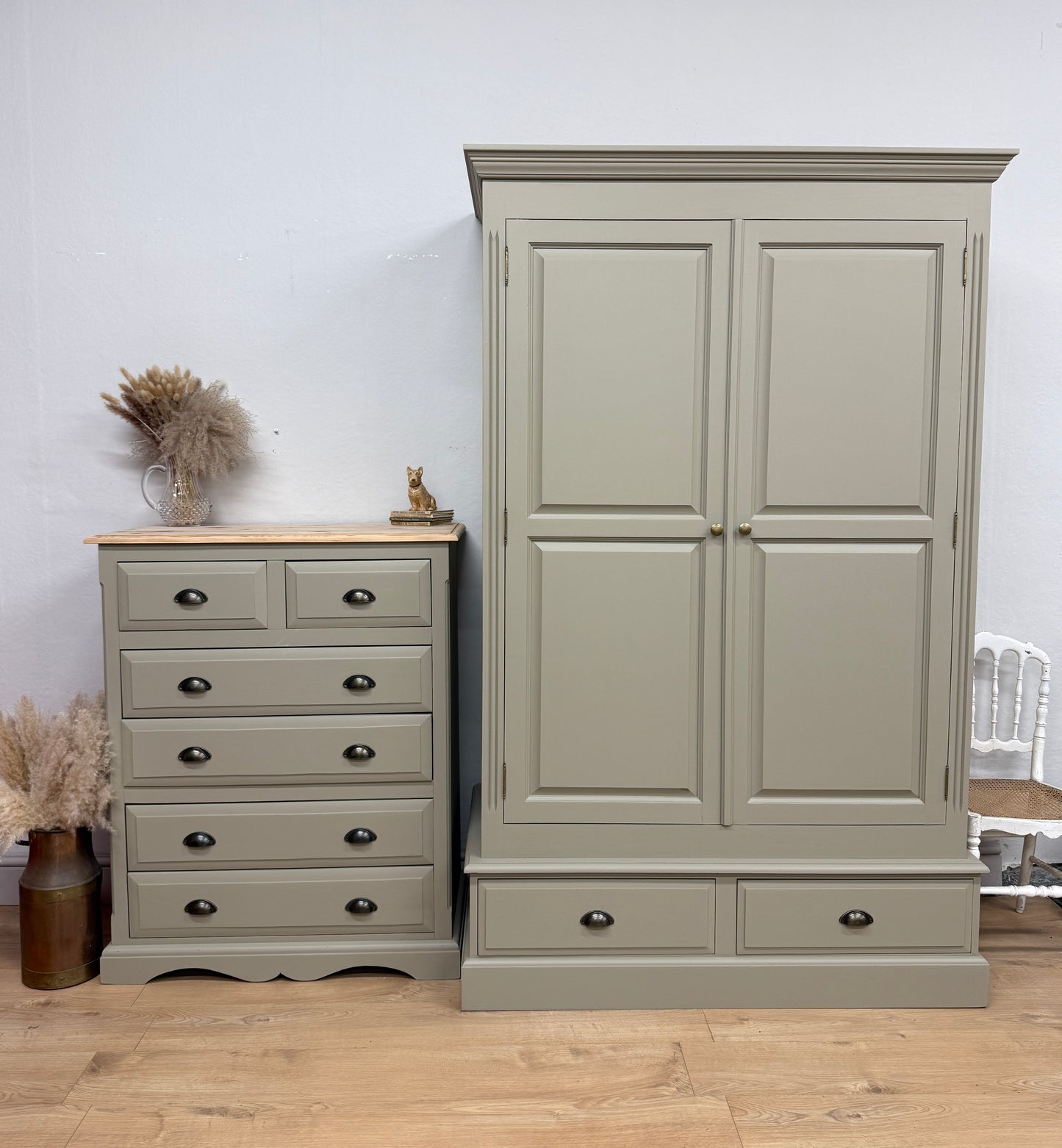 Solid pine painted wardrobe