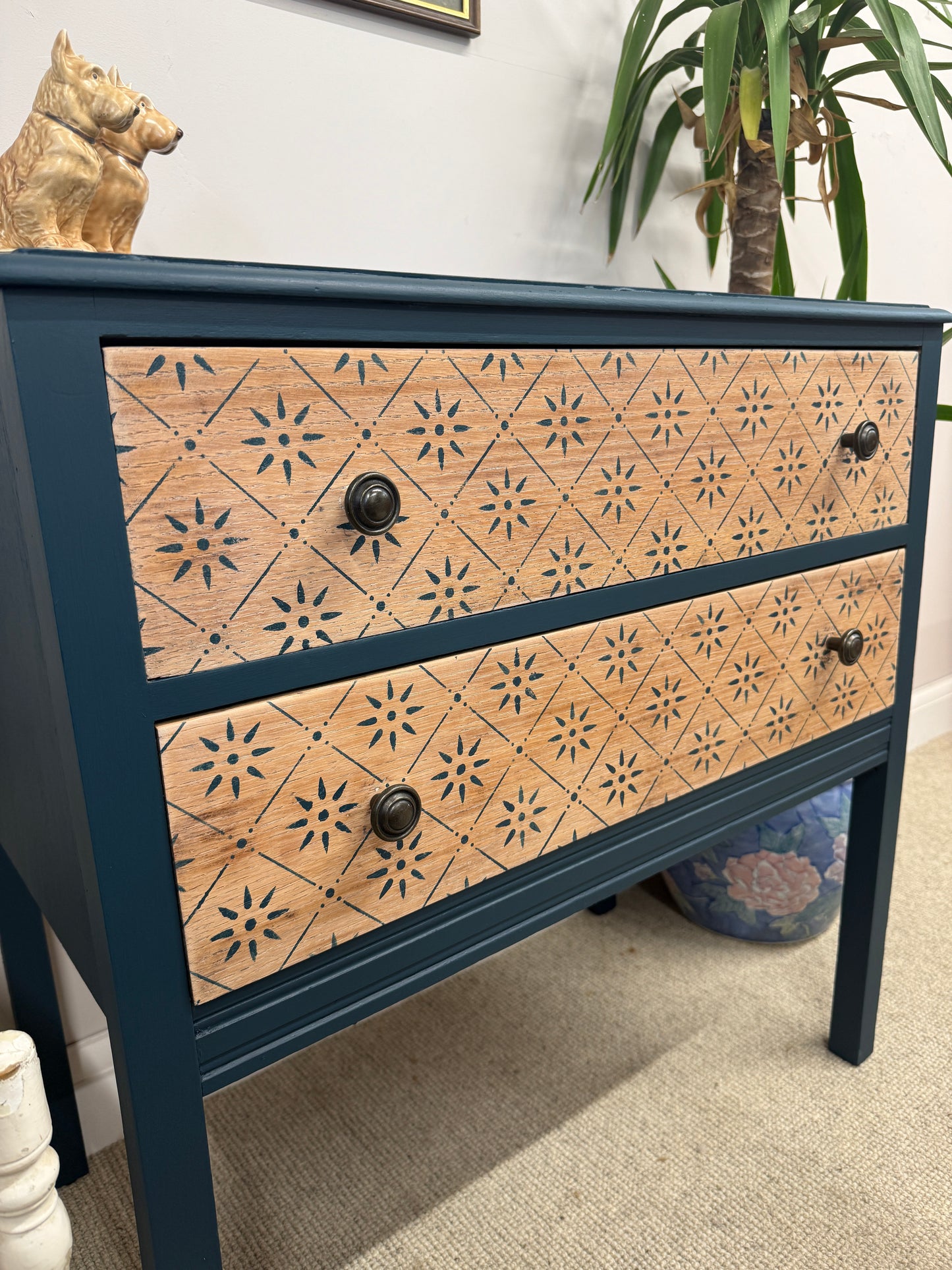 Vintage stencilled chest of drawers