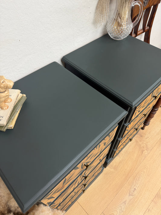 Solid pine painted bedside cabinets