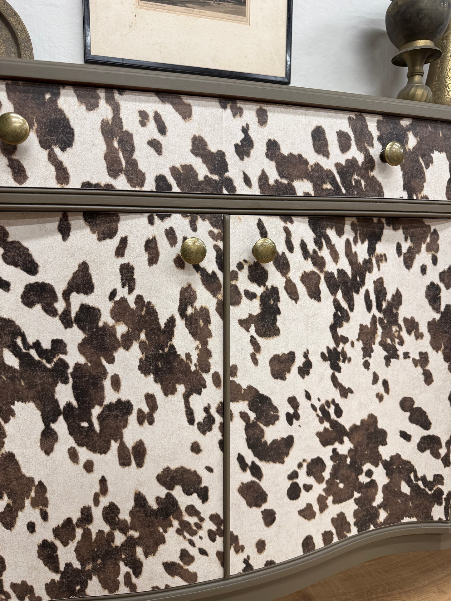 Cow Print Wallpaper Long Sideboard