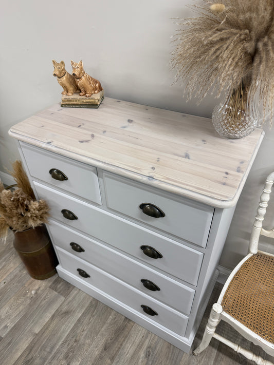 Solid Pine White Painted Chest of Drawers