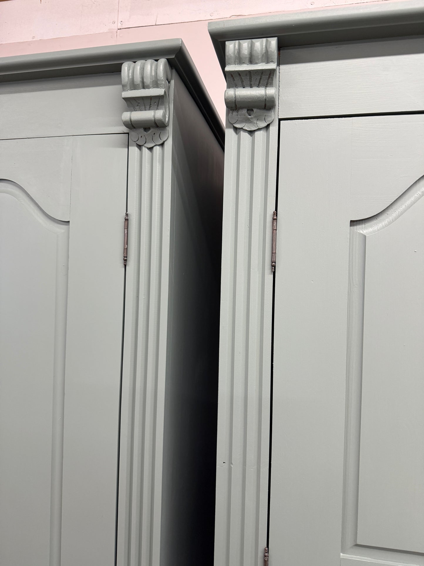 Pair of solid pine wardrobes