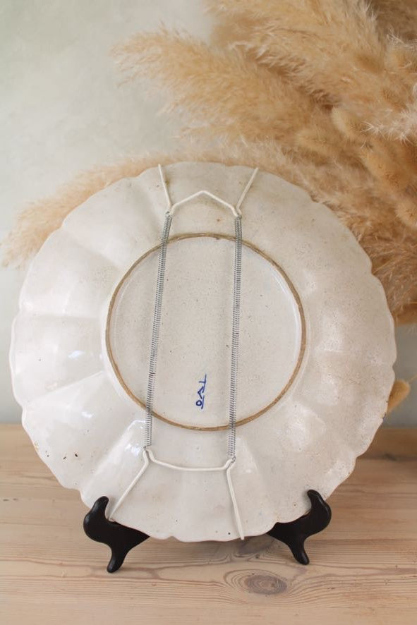 Hand Painted Large Hanging Plate in Blue and Orange