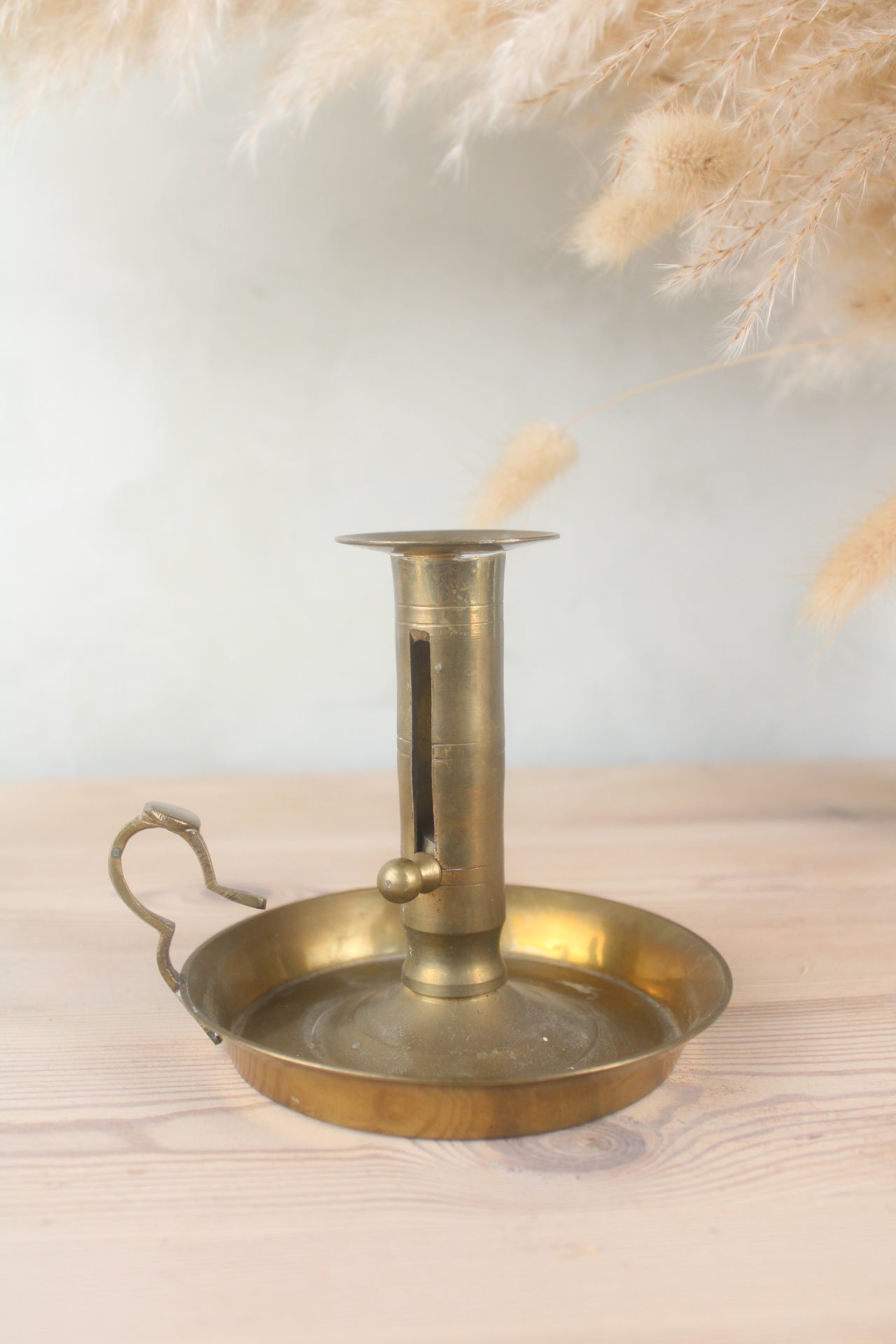 Brass Candlestick with Wax Pusher