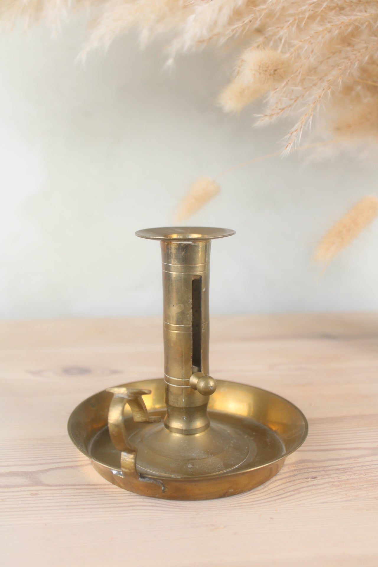 Brass Candlestick with Wax Pusher
