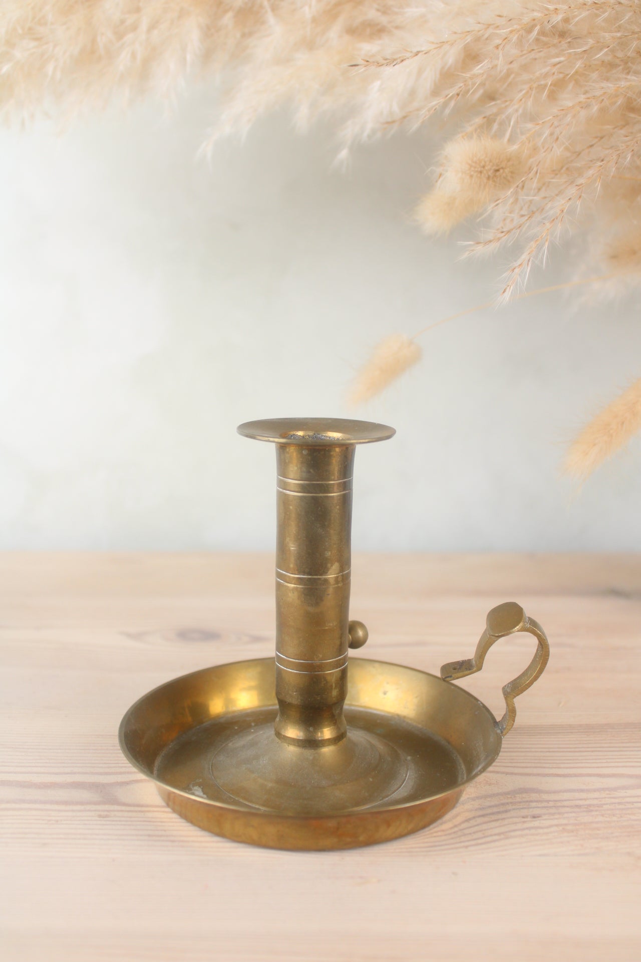Brass Candlestick with Wax Pusher