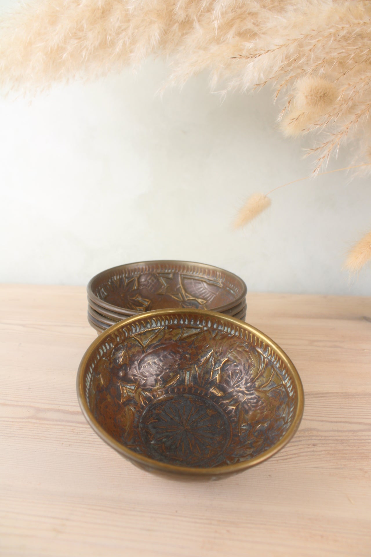 Set of 6 Pressed Brass Small Bowls
