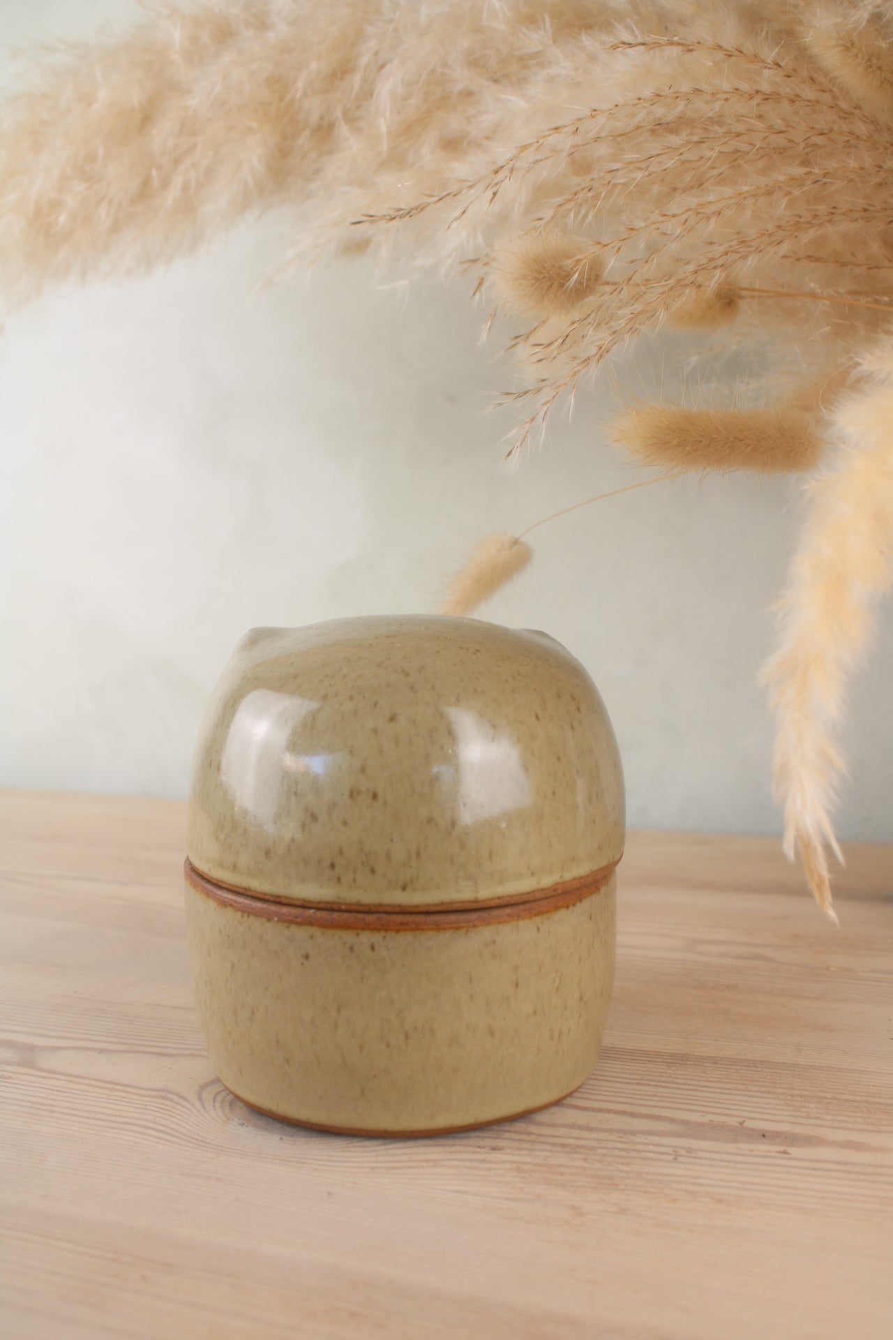 Rustic Owl Shaped Stoneware Pot