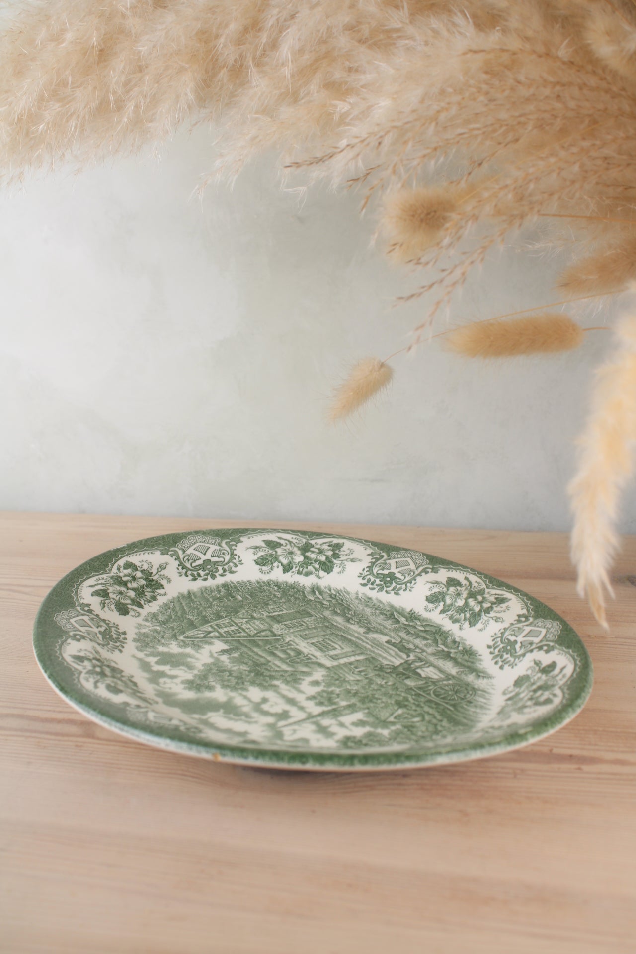 Green and White Staffordshire Platter