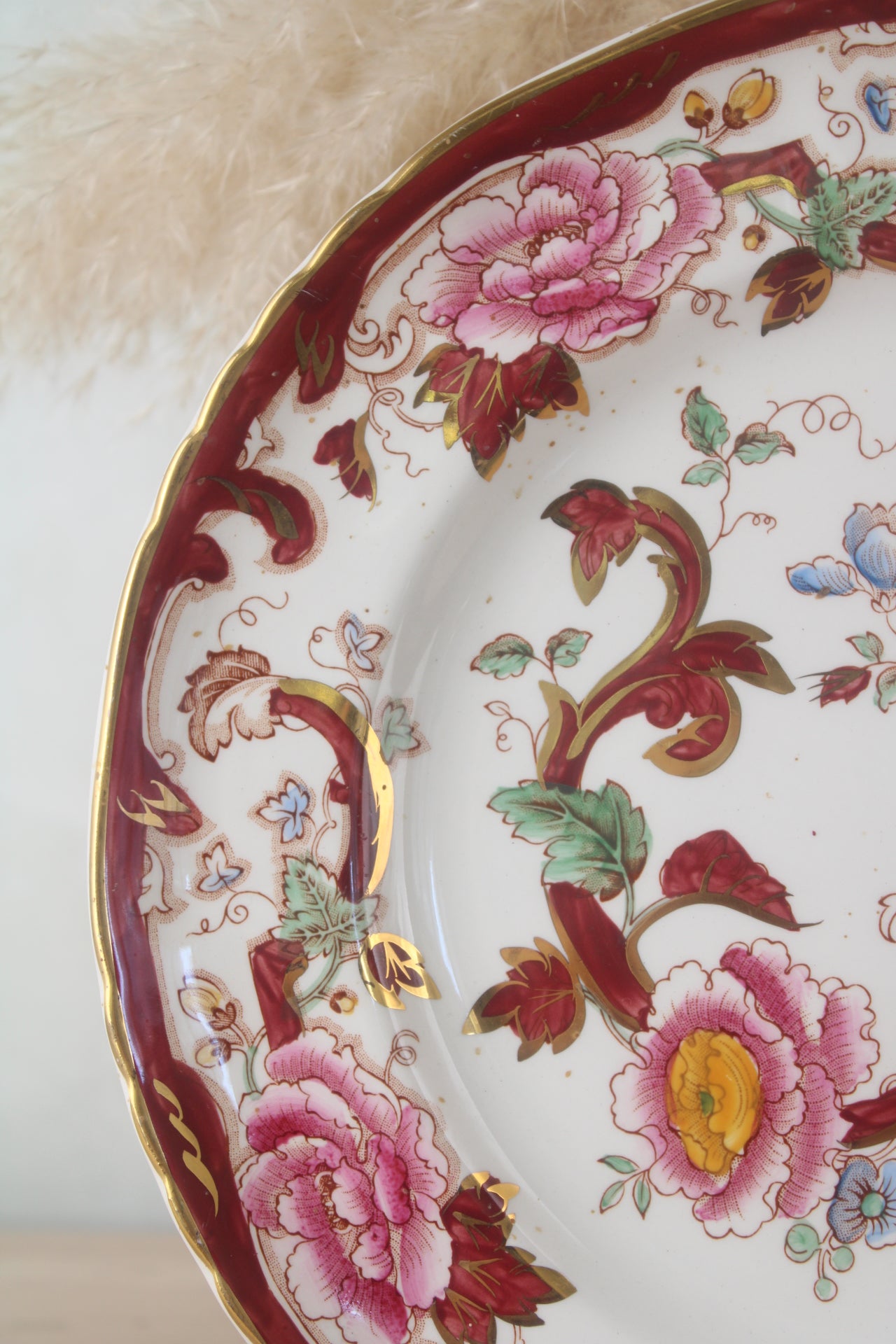 Masons Red Floral Rose Plate