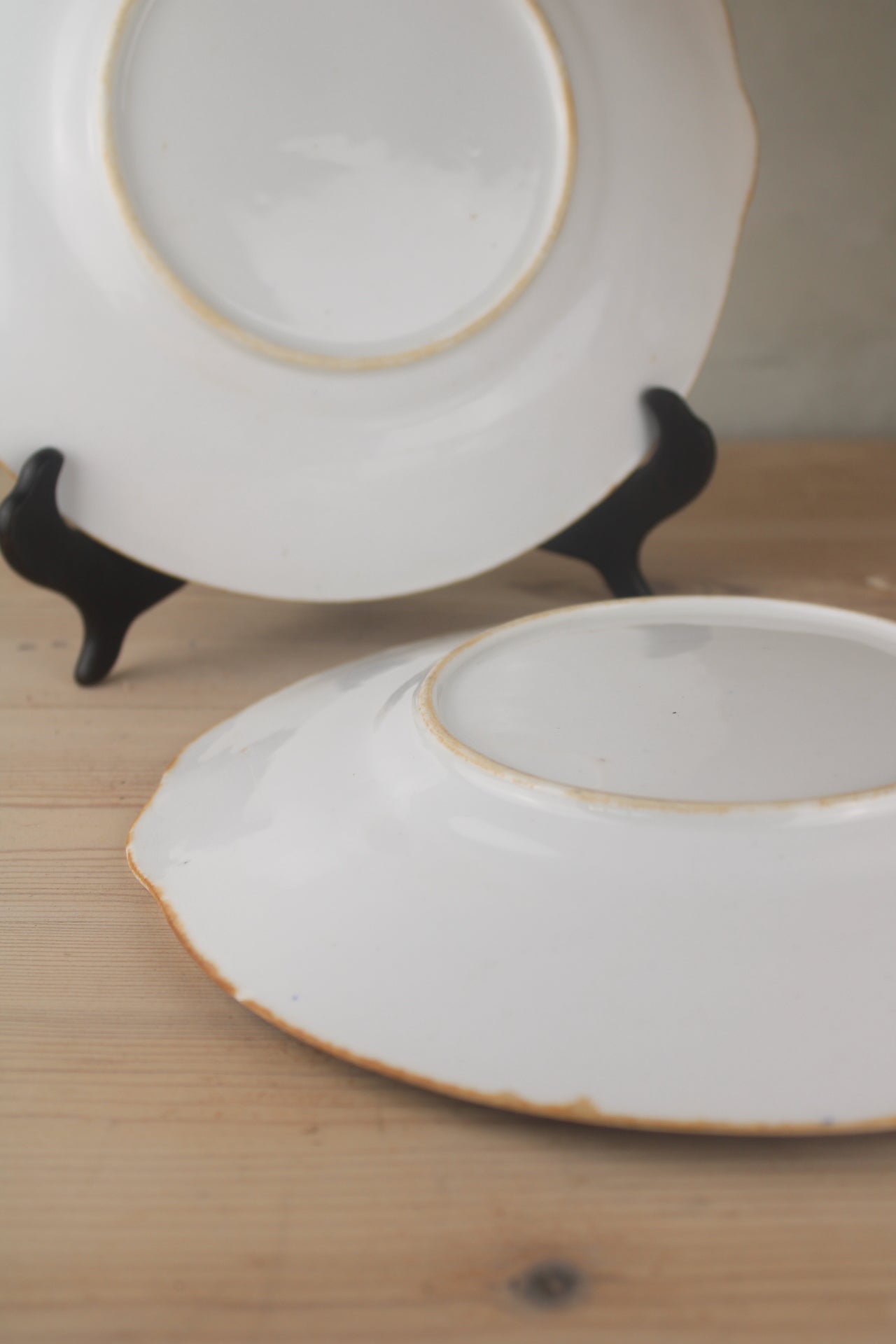 Pair of Blue and White Leaf Plates