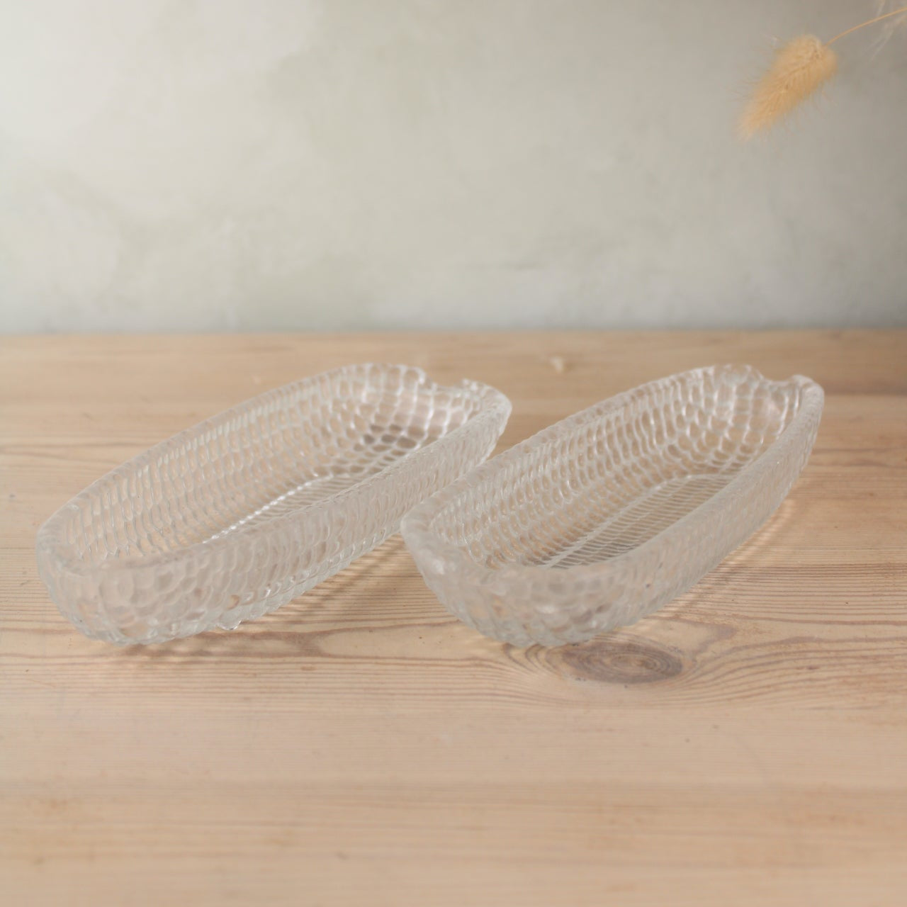 Pair of Glass Corn Dishes