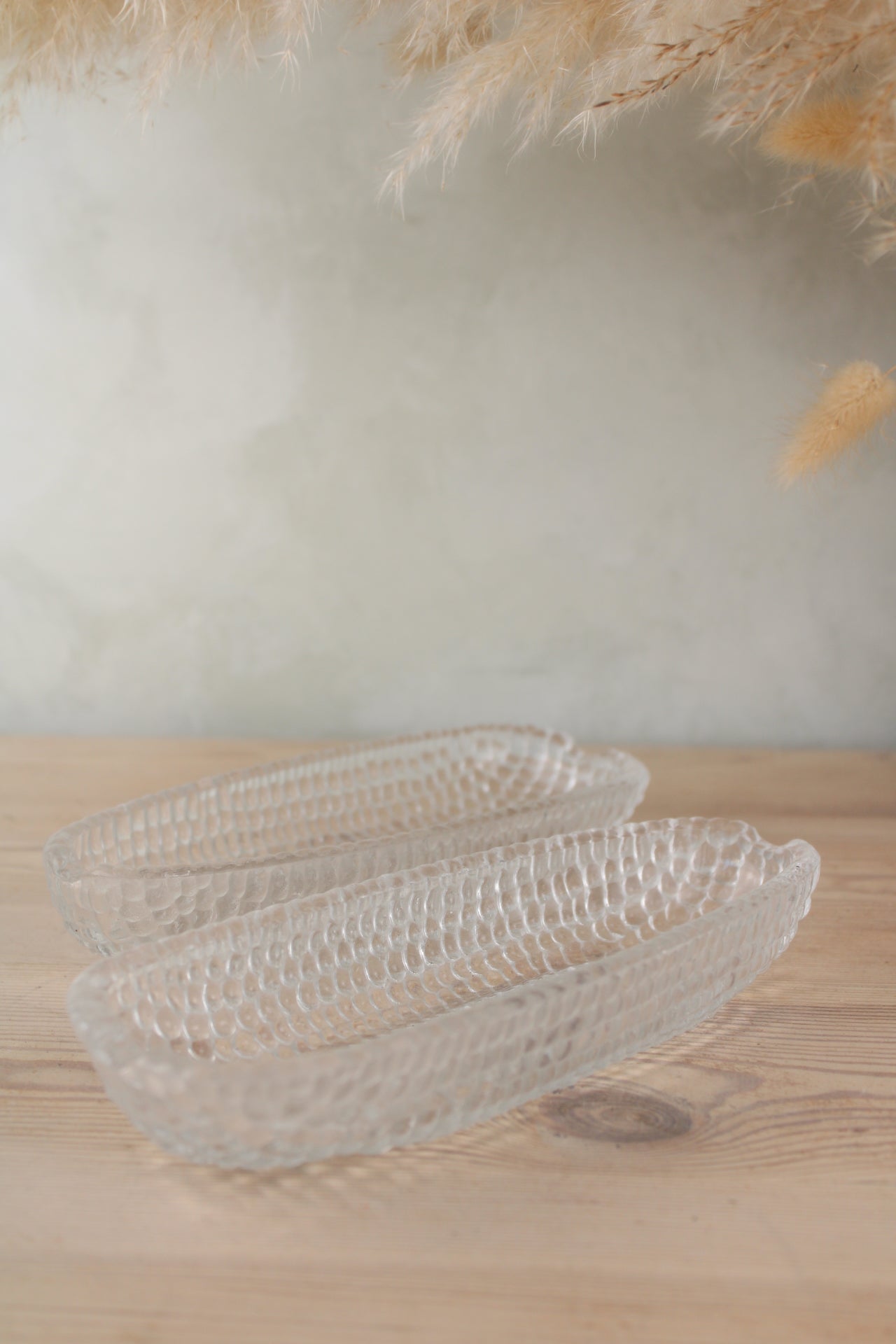 Pair of Glass Corn Dishes