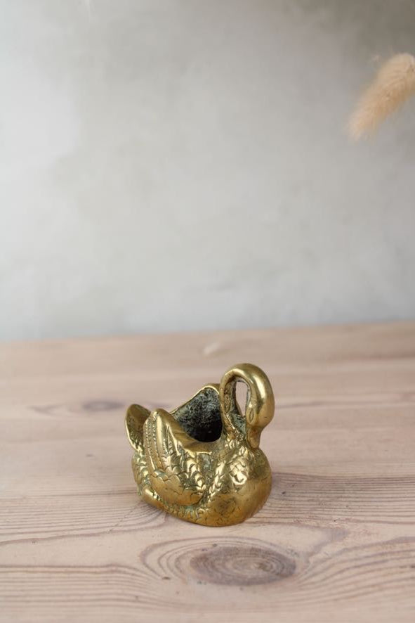 Brass Swan Pot