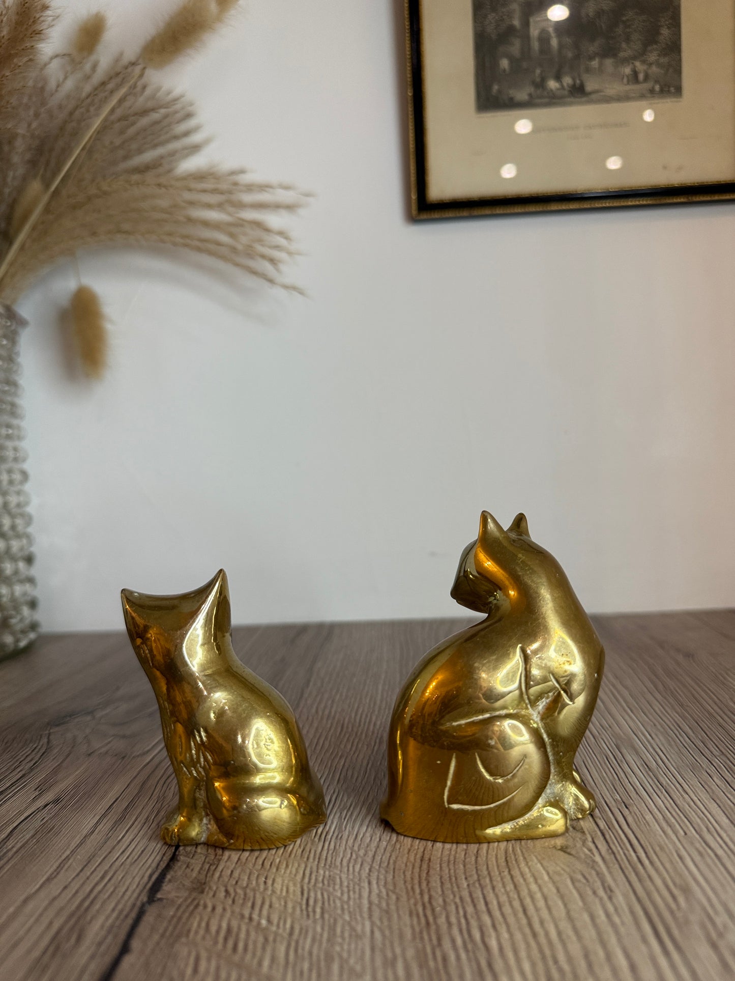 Pair of Brass Sitting Cats