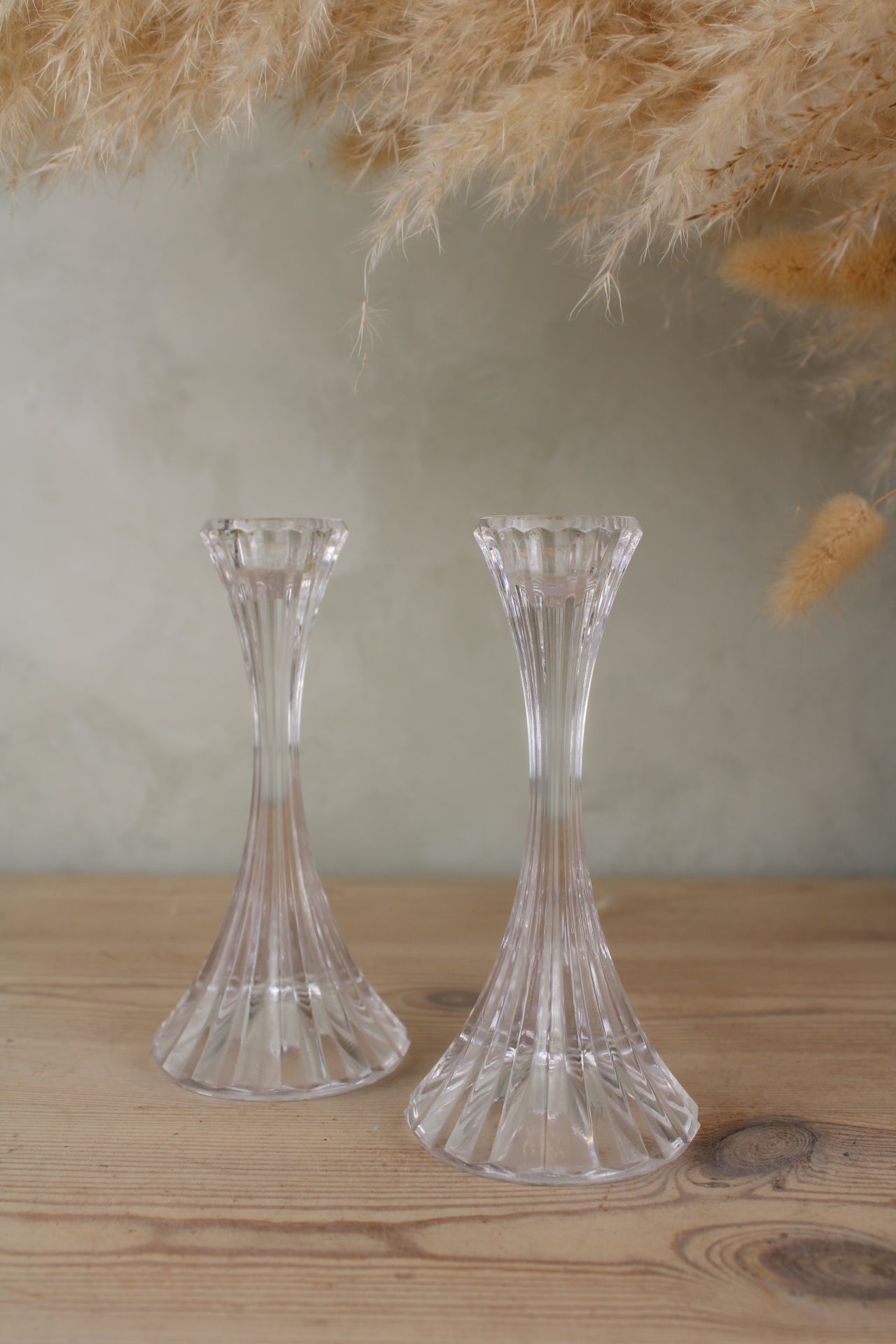 Pair of Small Glass Candlesticks