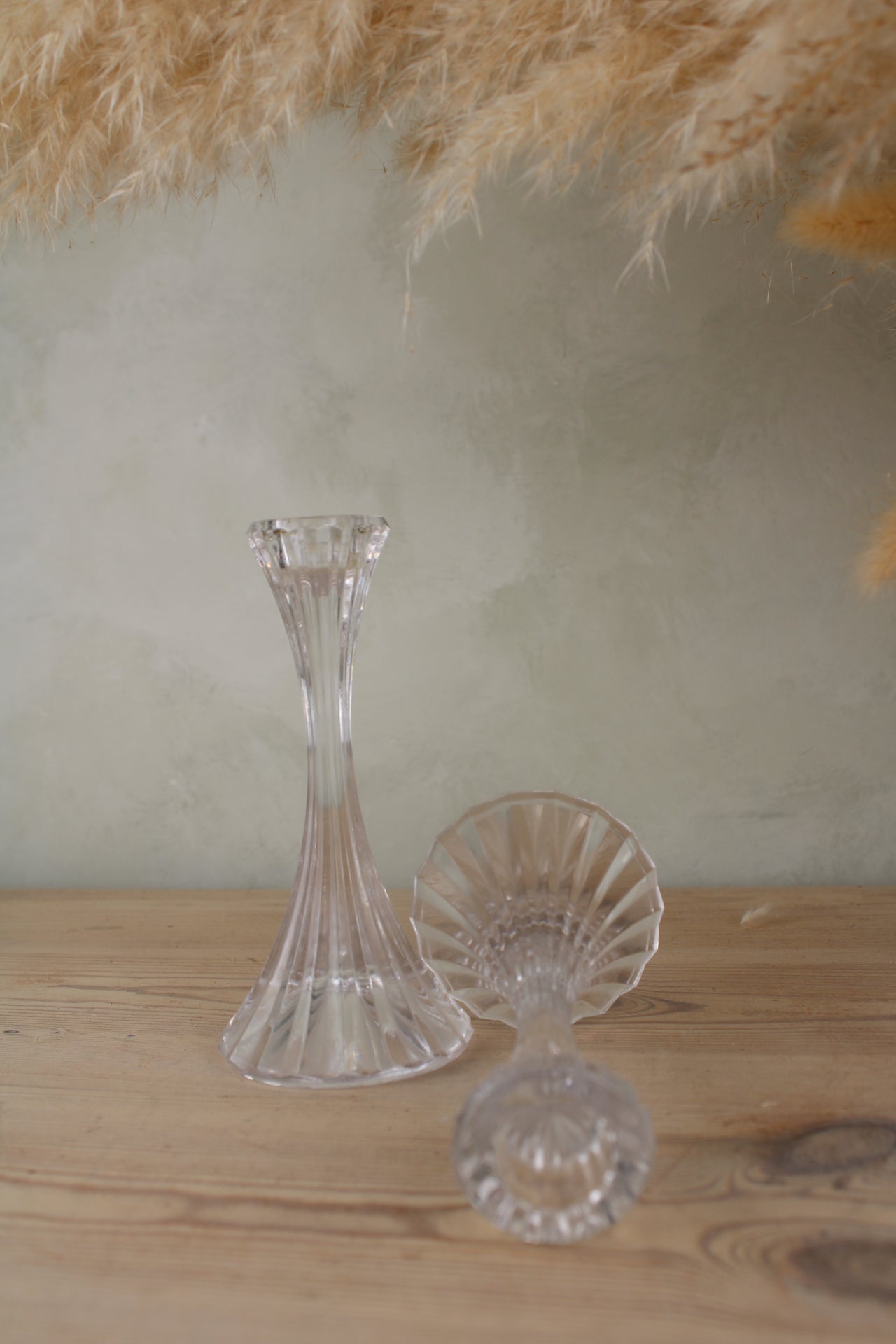 Pair of Small Glass Candlesticks