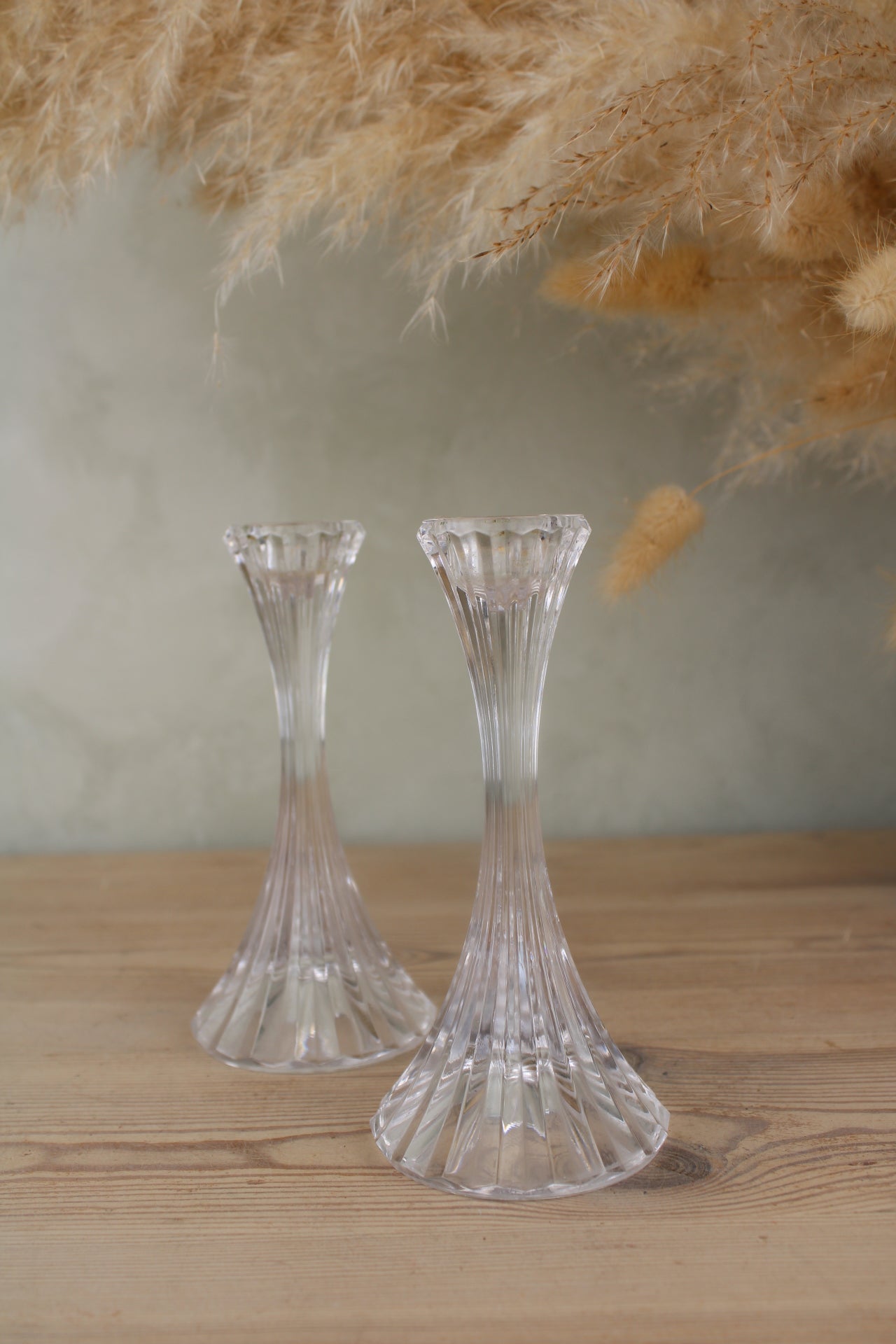 Pair of Small Glass Candlesticks