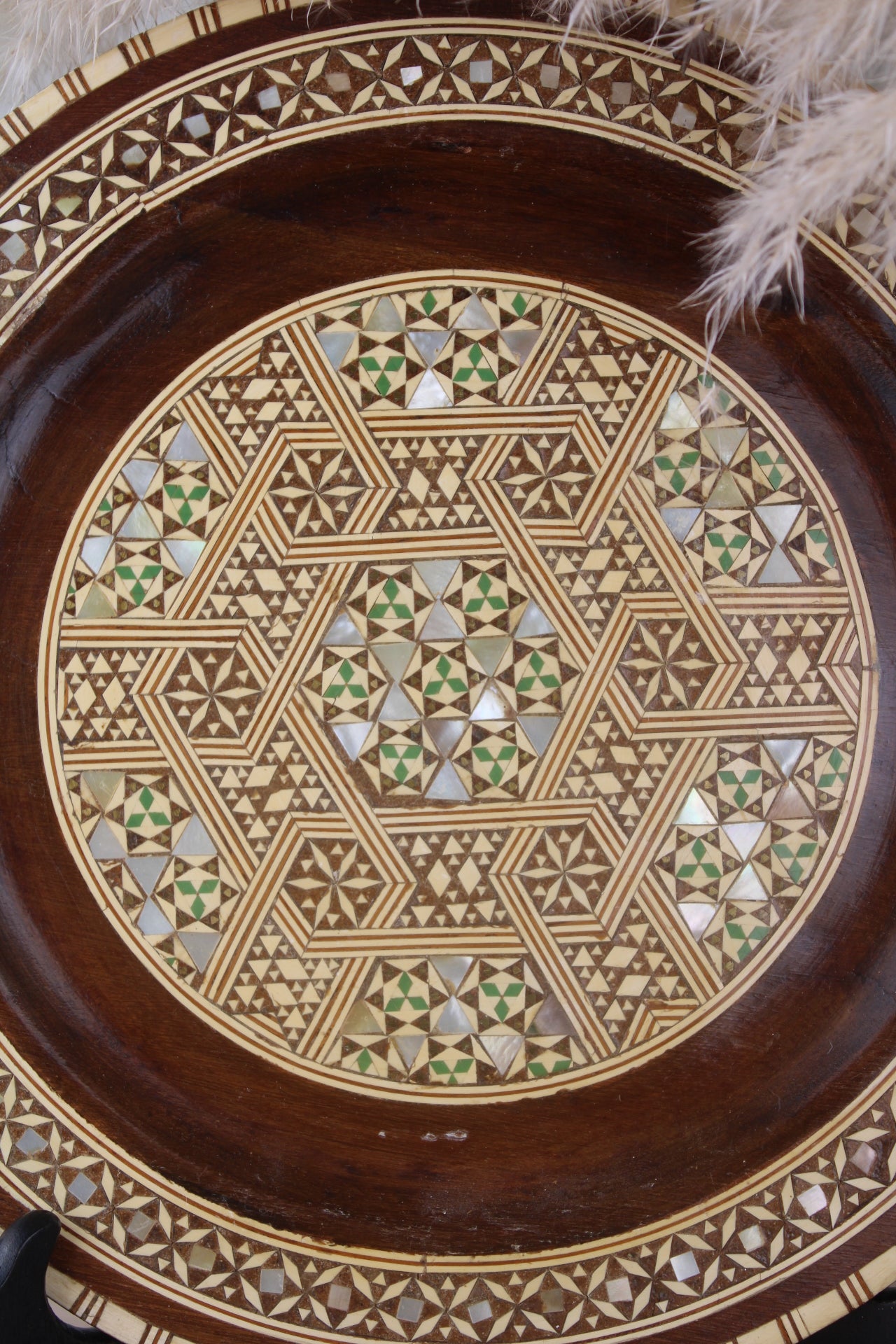 Pair of Wooden Mosaic Plates