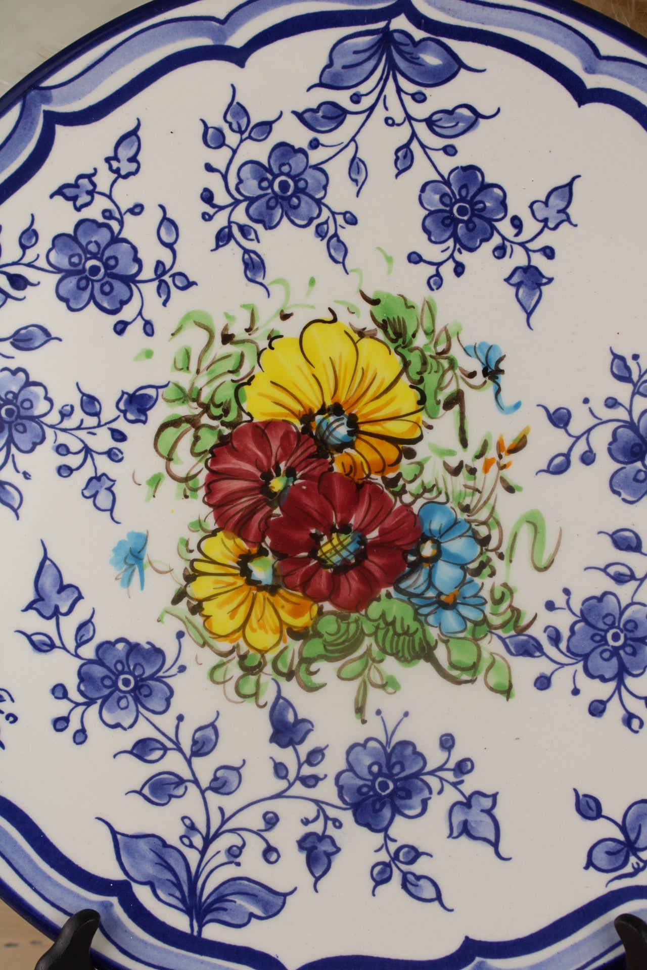 Blue and White Floral Hanging Plate
