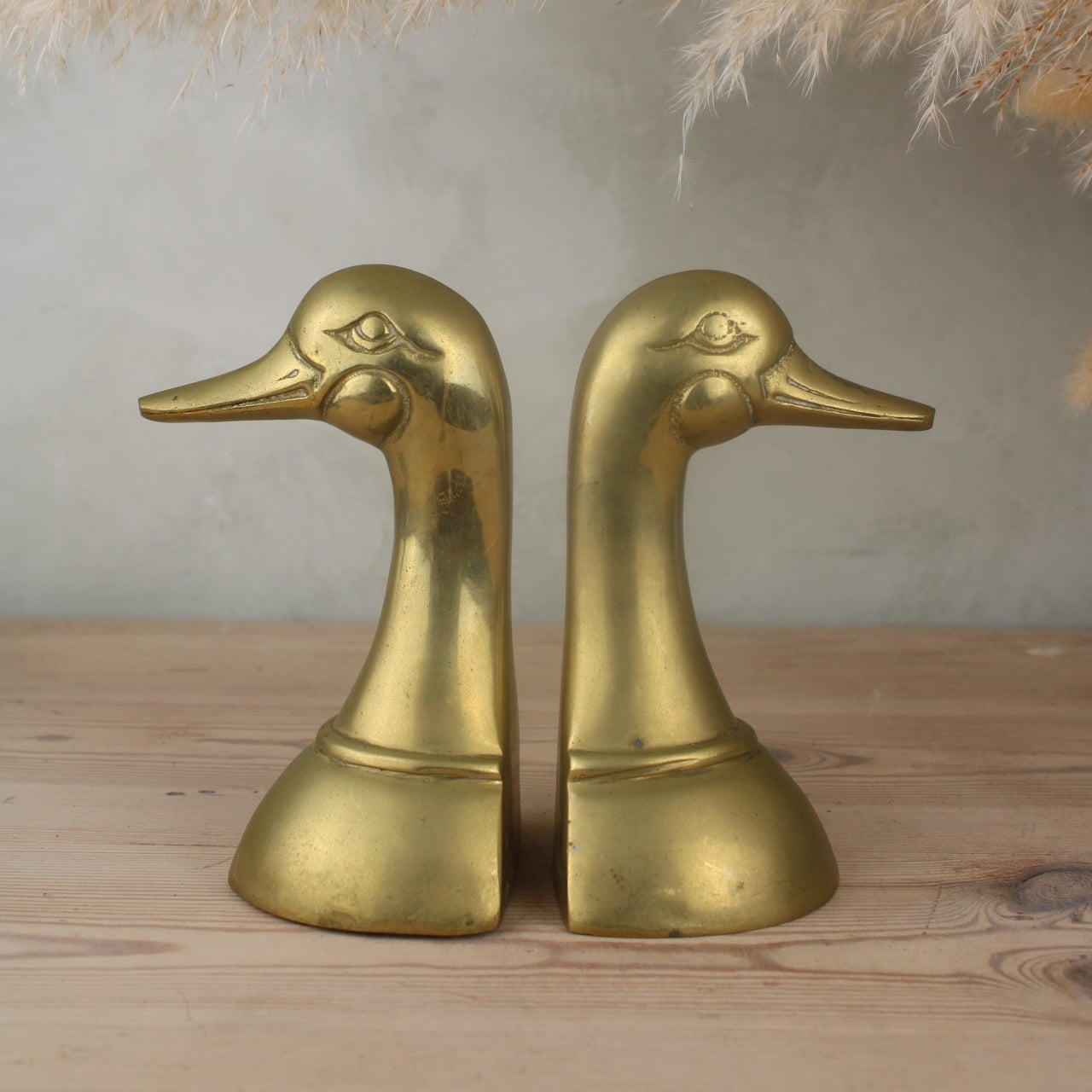 Brass Duck Head Bookends