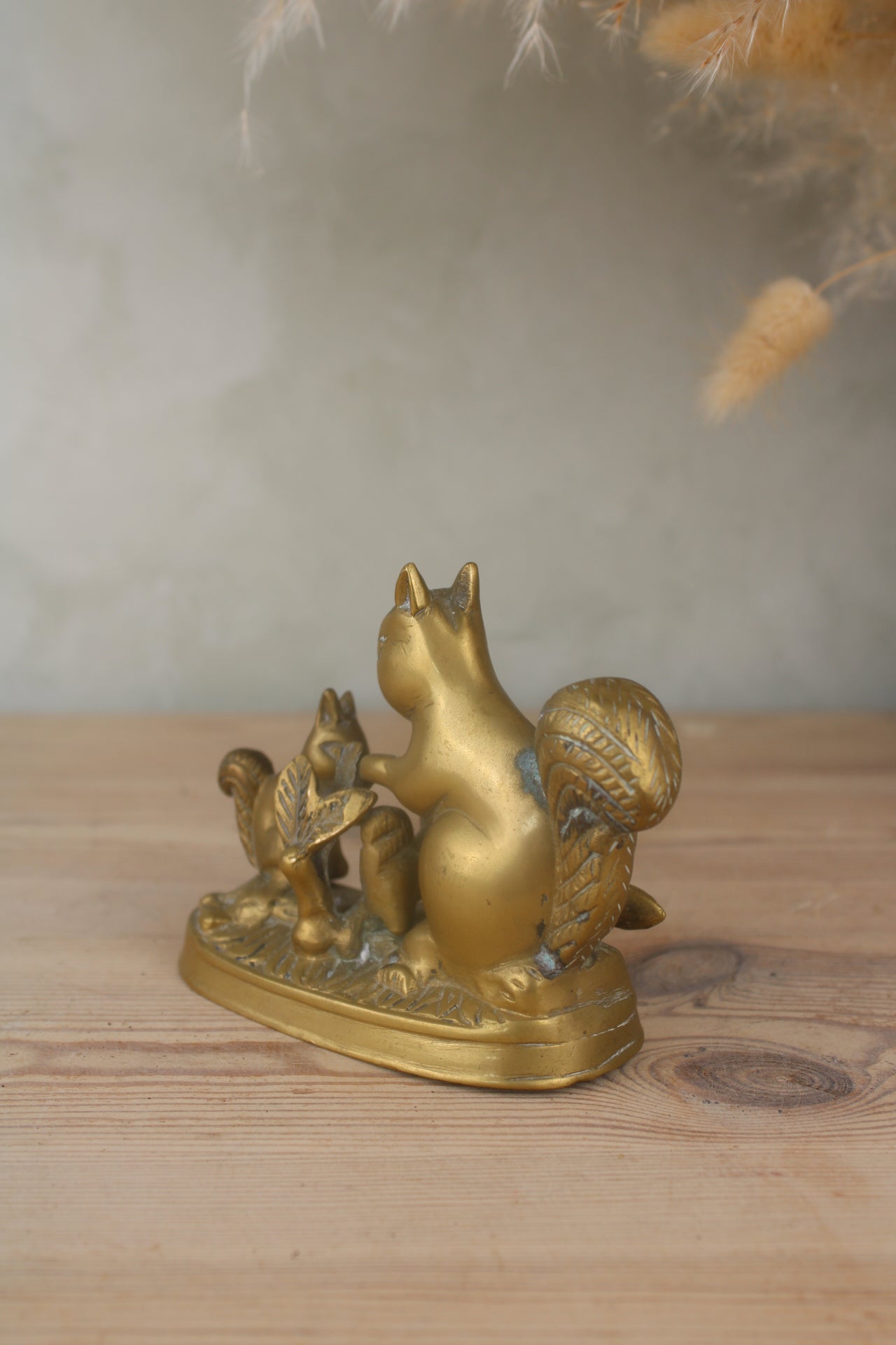 Brass Squirrel Family Figurine