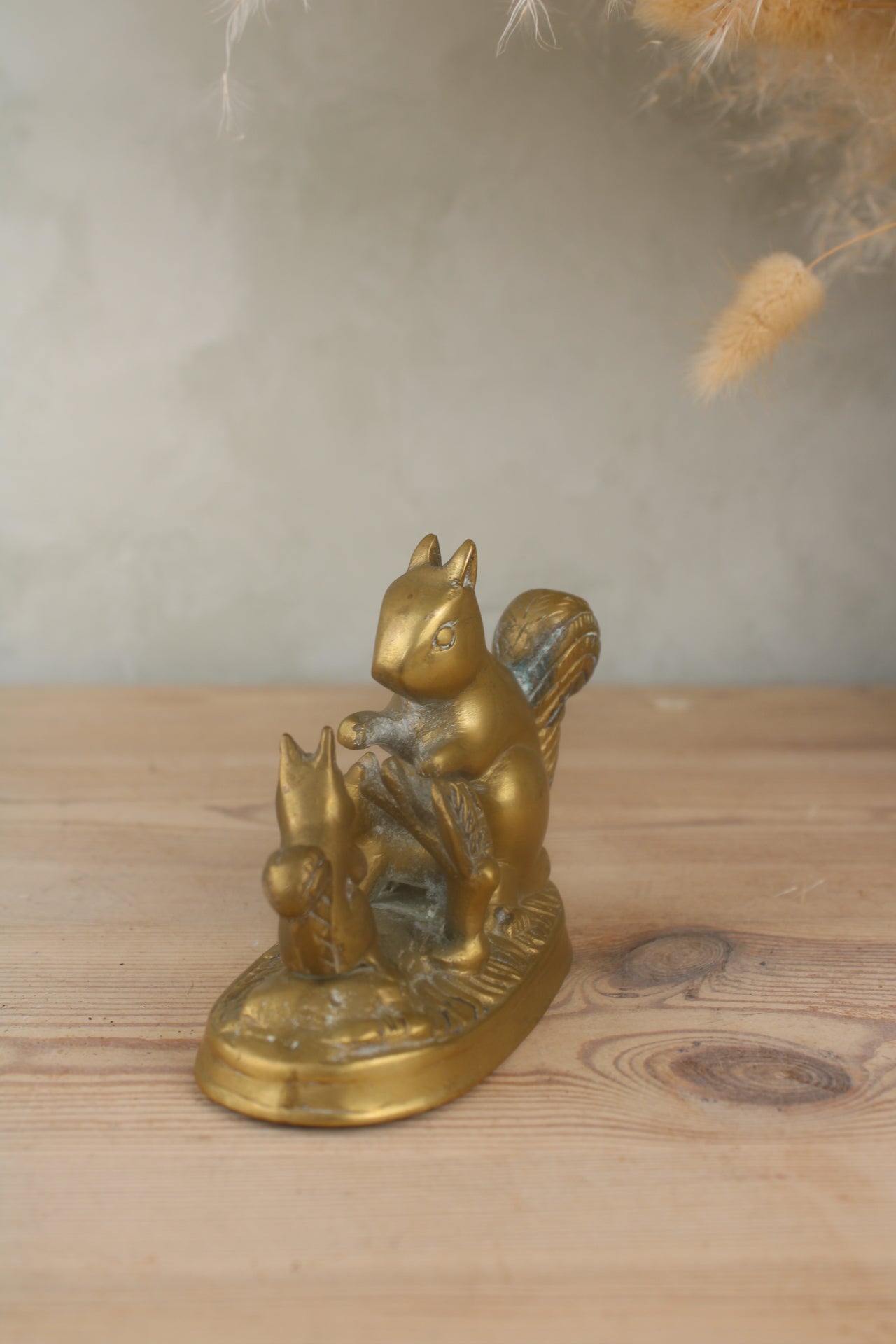 Brass Squirrel Family Figurine