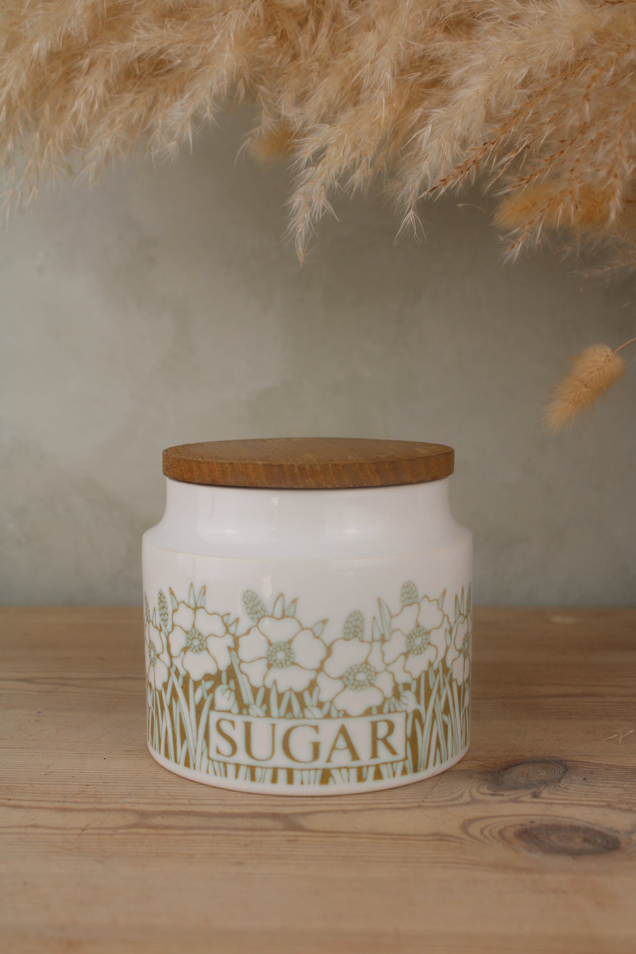 Hornsea Fleur Sugar Jar with Wooden Lid