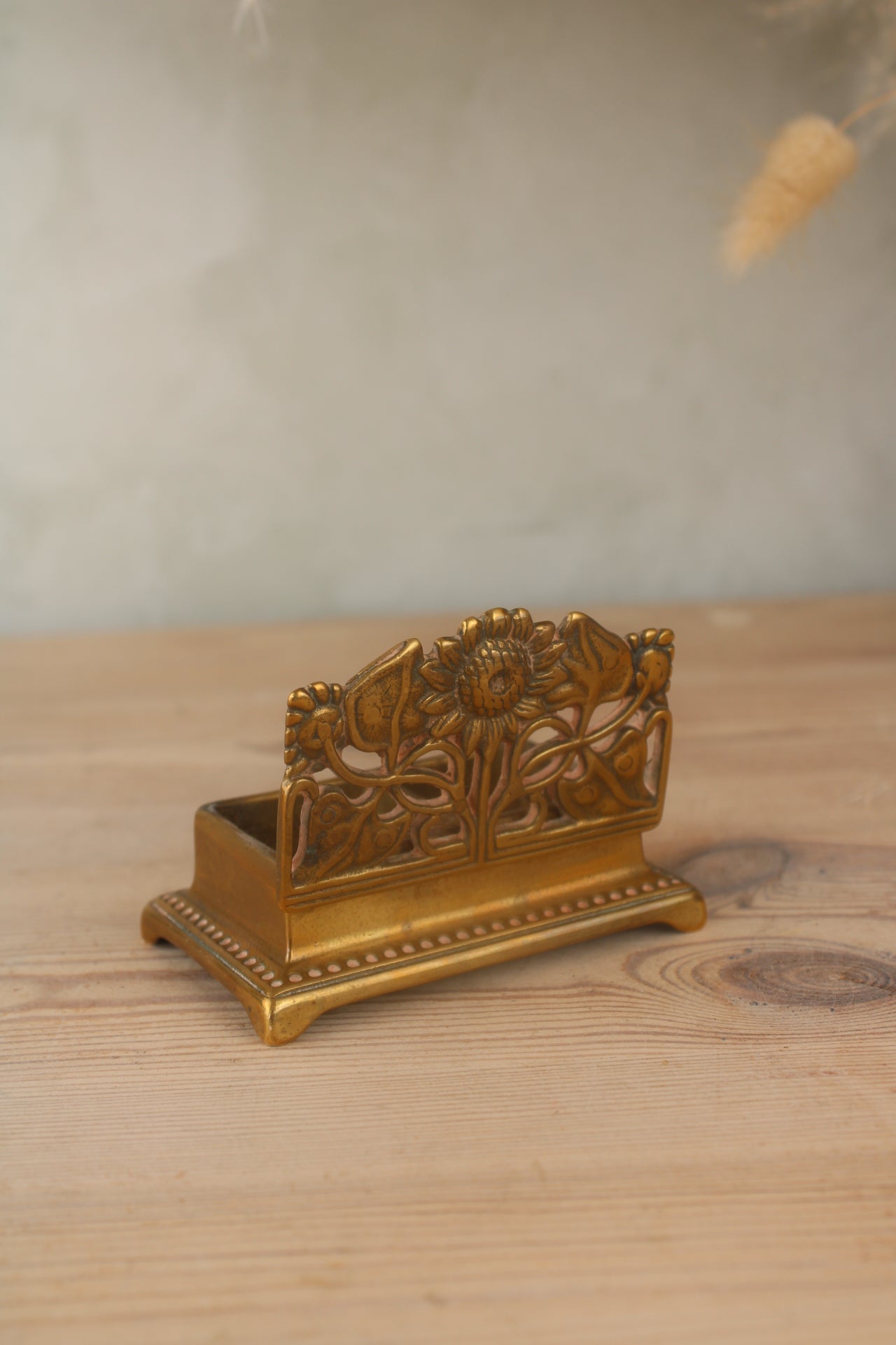 Brass Sunflower Stamp Box