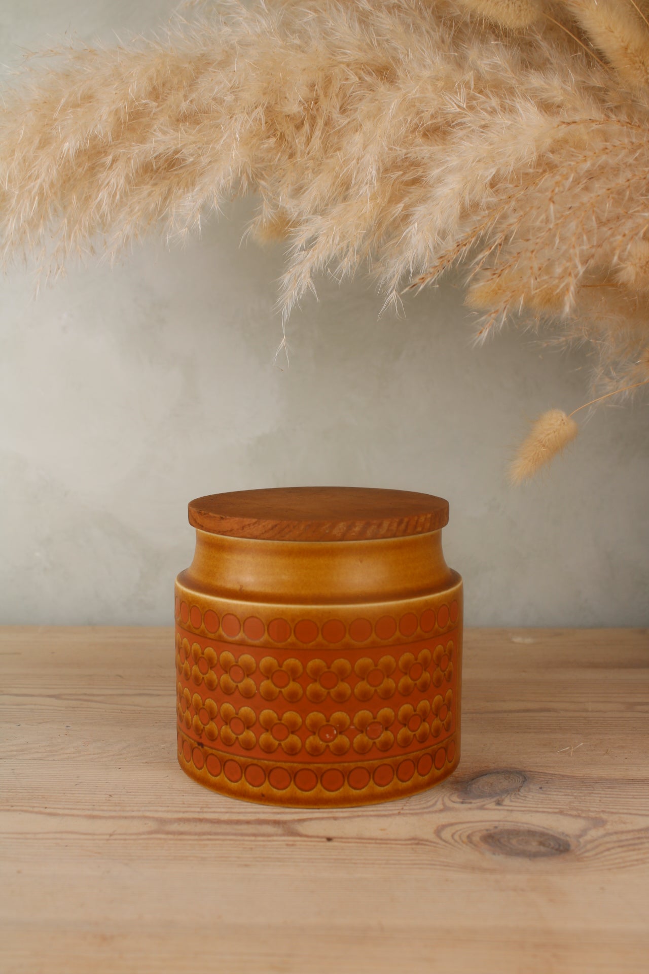 Hornsea Orange Jar with Wooden Lid