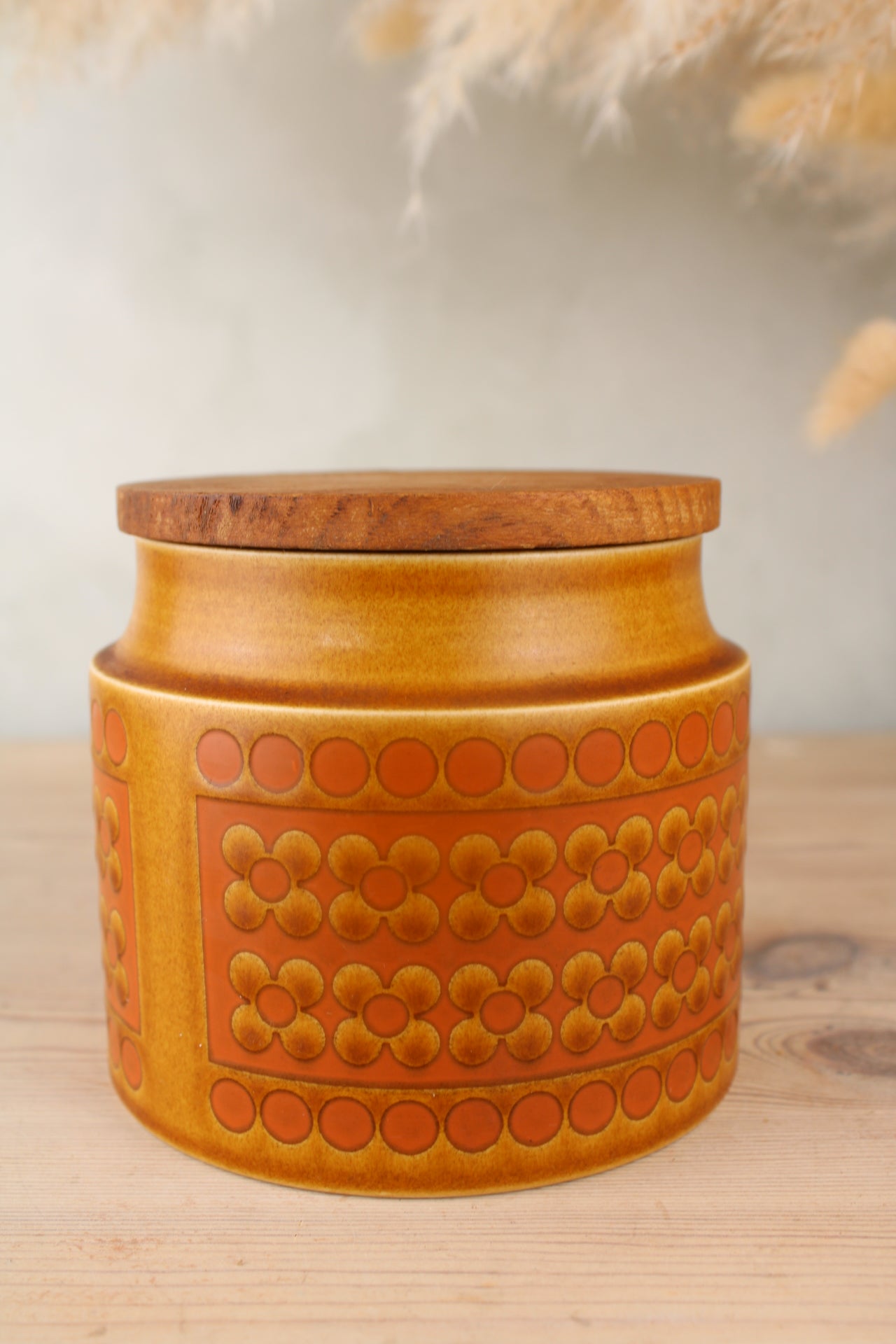 Hornsea Orange Jar with Wooden Lid