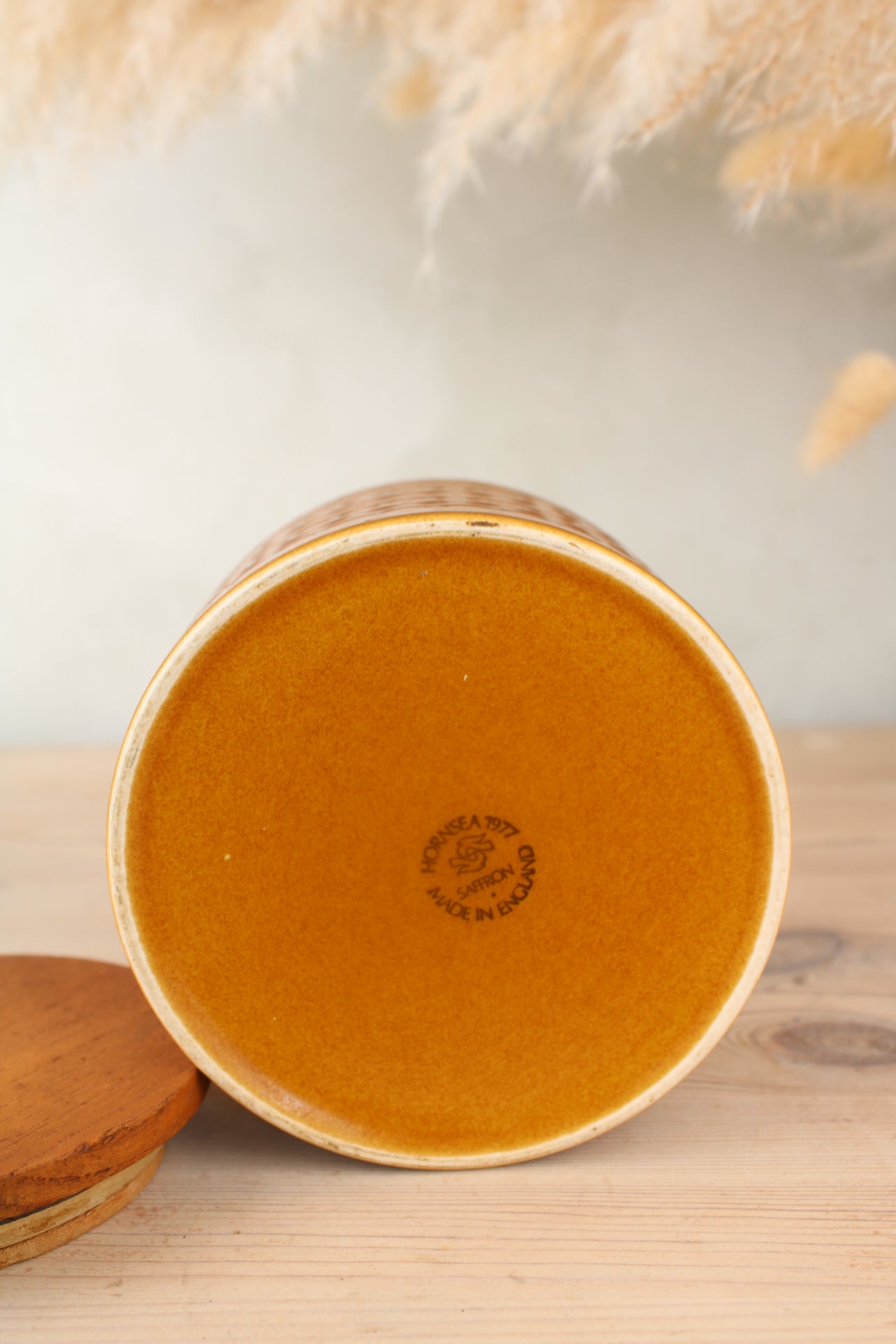 Hornsea Orange Jar with Wooden Lid