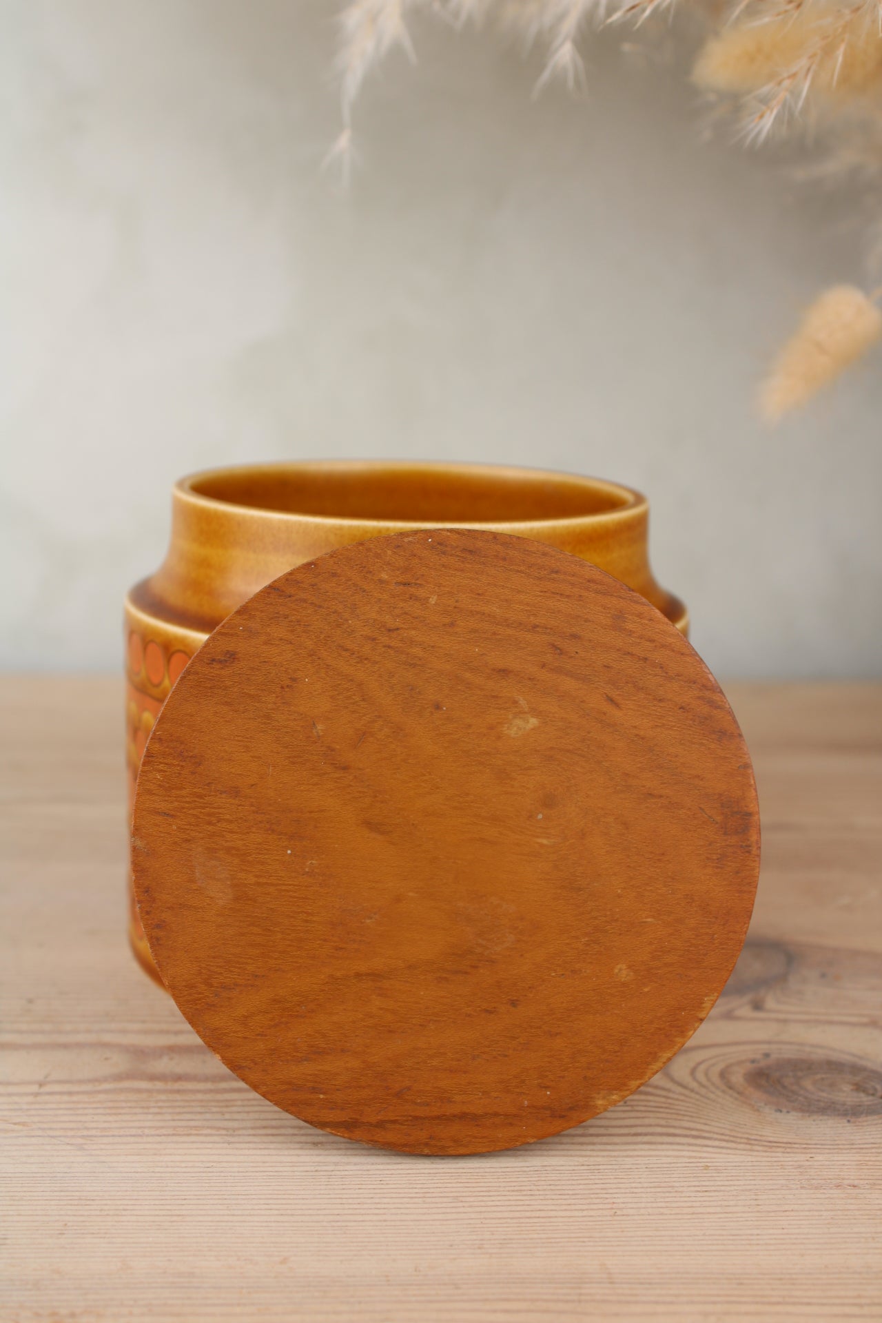 Hornsea Orange Tea Jar with Wooden Lid