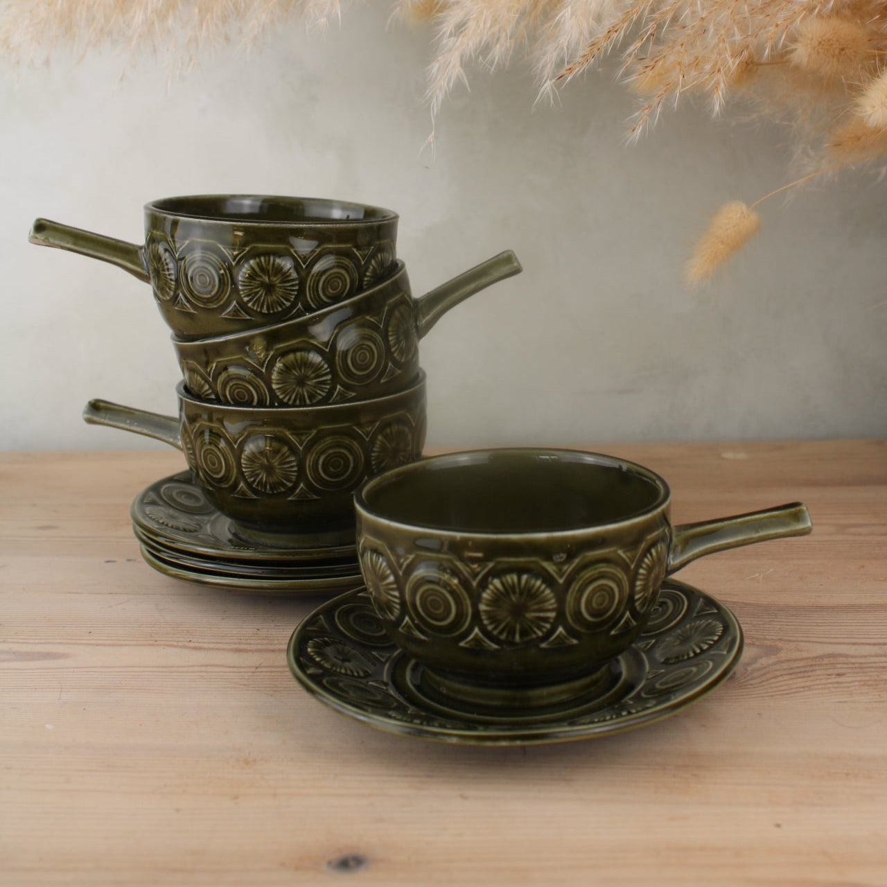 Set of 4 Tams Soup Bowls with Saucers
