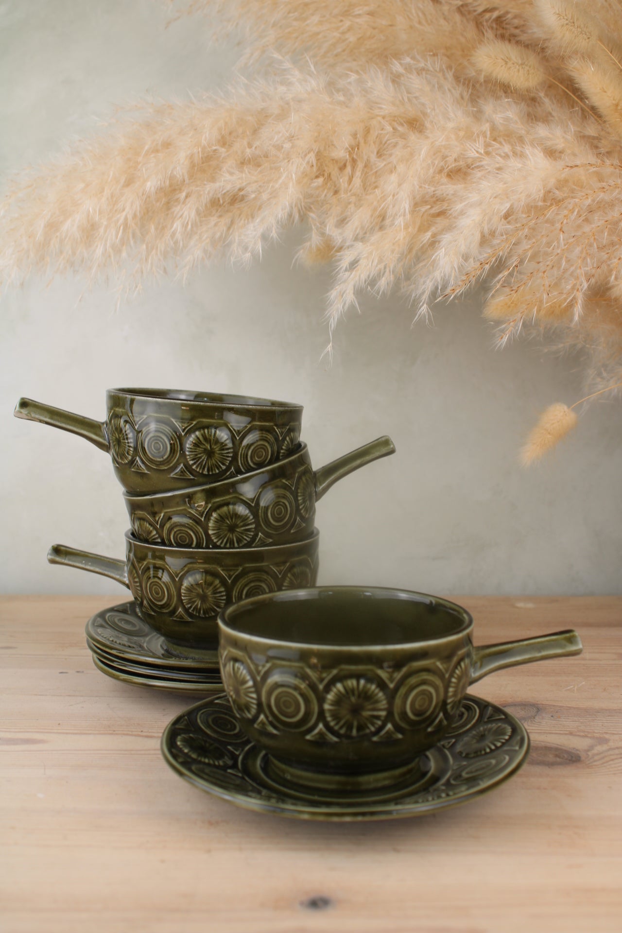 Set of 4 Tams Soup Bowls with Saucers