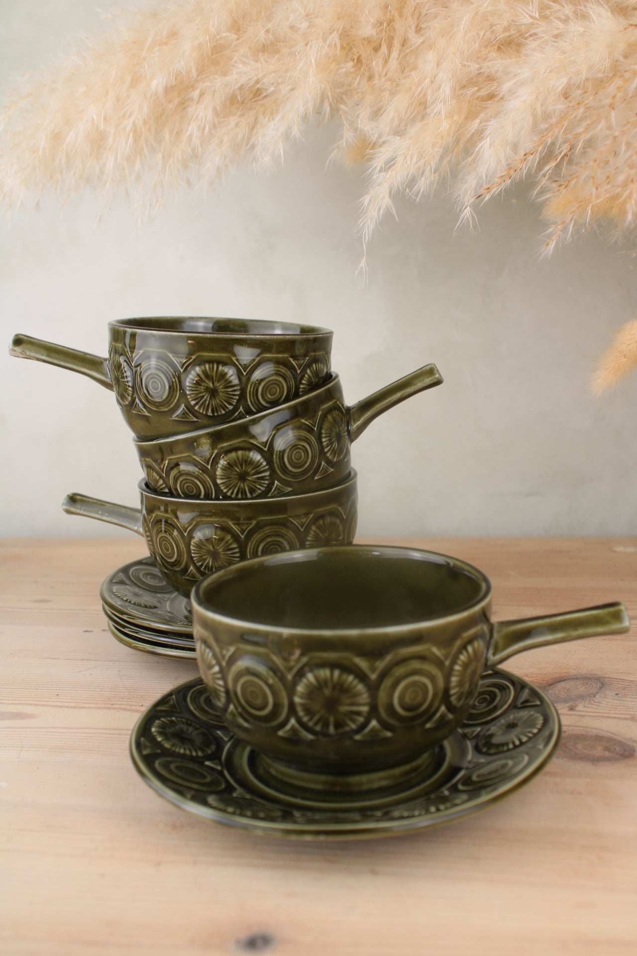 Set of 4 Tams Soup Bowls with Saucers