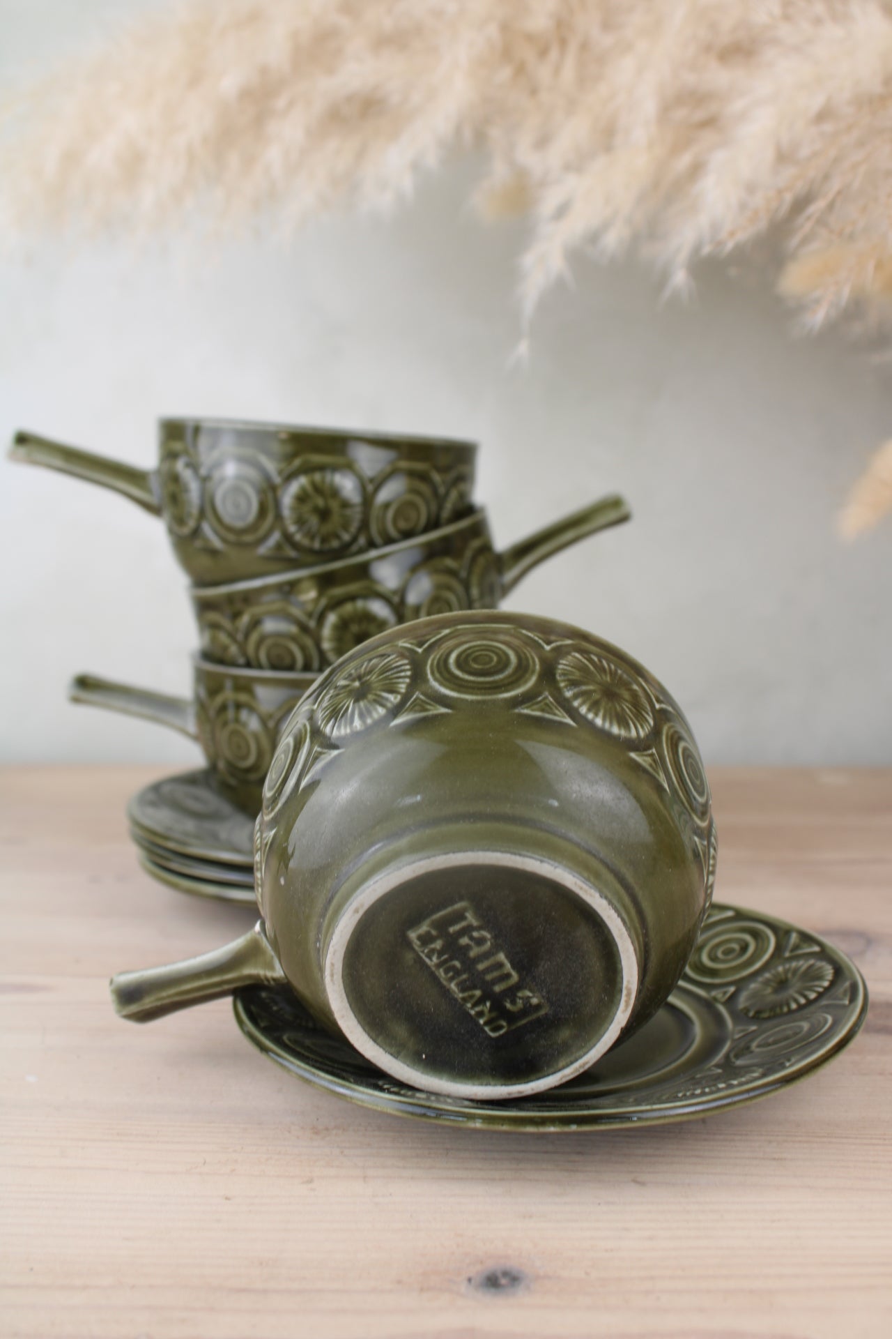 Set of 4 Tams Soup Bowls with Saucers