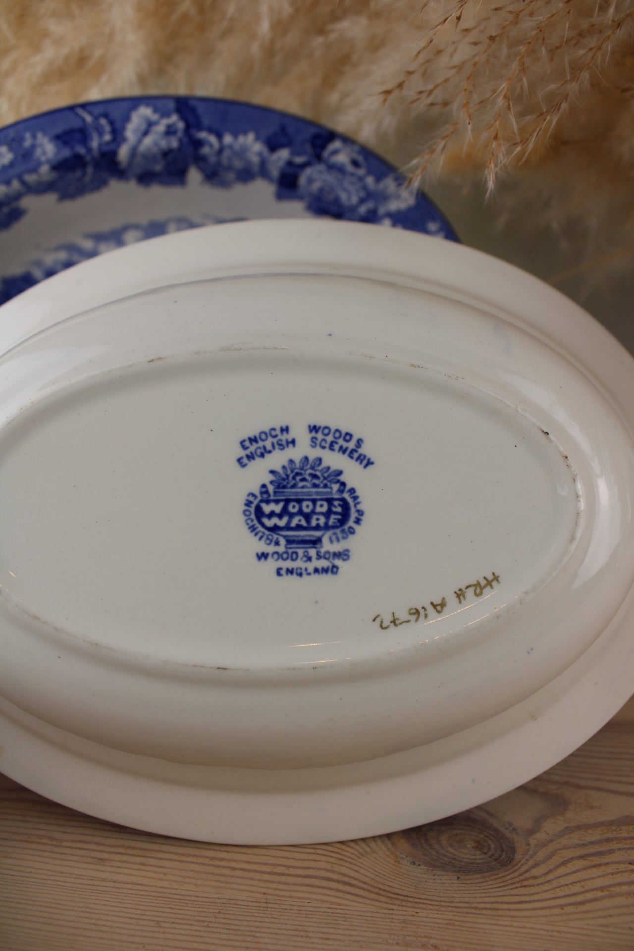 Set of 2 Enoch Woods Blue and White Serving Bowls