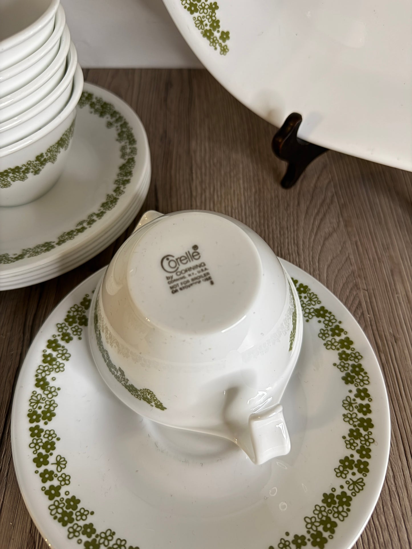 Corelle Corningware Spring Blossom by Pyrex Tea Set, 6 Teacups and Saucers, Milk Jug, Sugar Pot and Platter