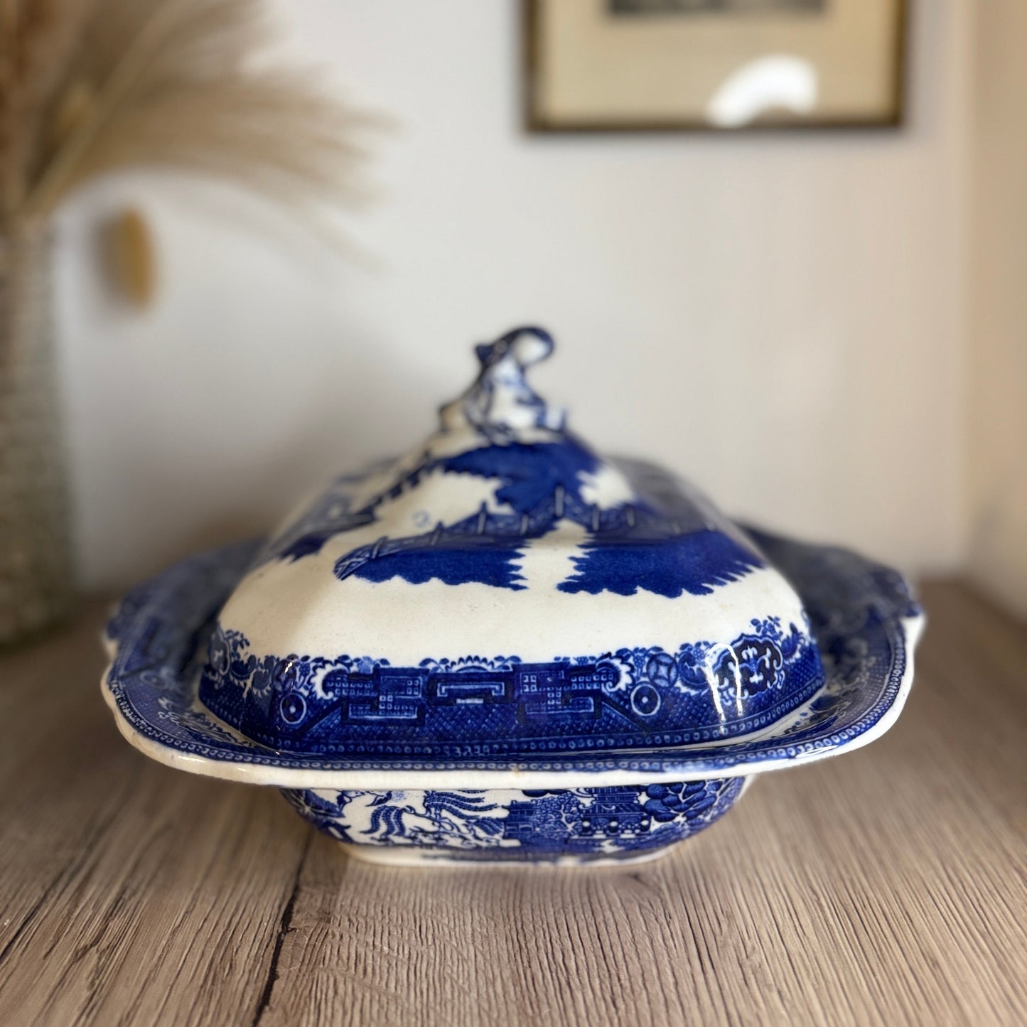 Old Willow Blue and White Square Serving Tureen