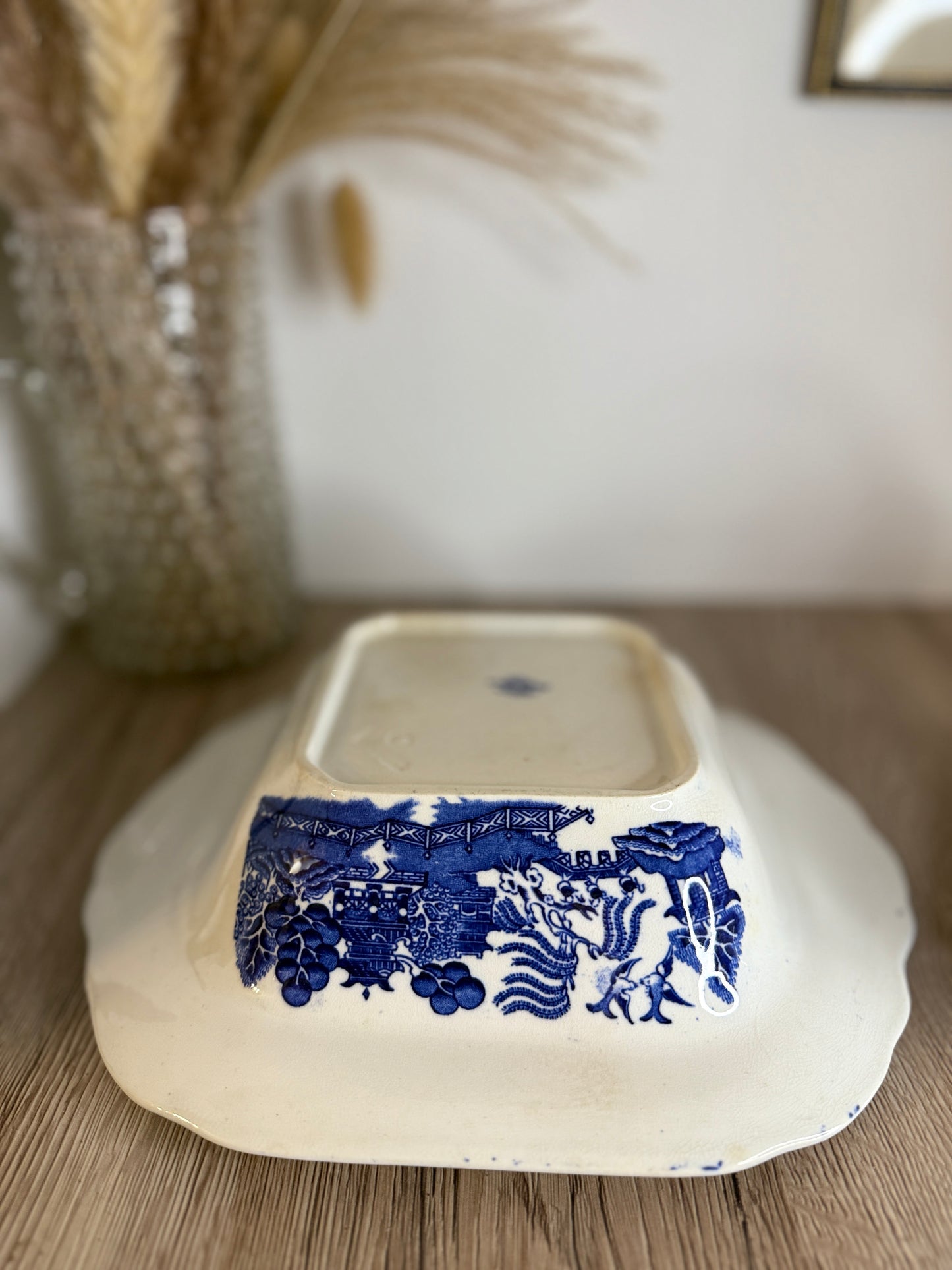 Old Willow Blue and White Square Serving Tureen