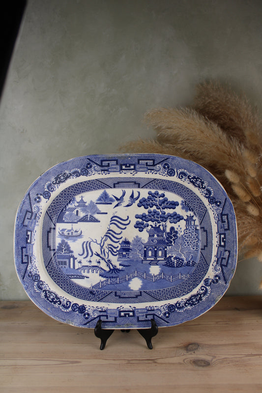 Extra Large Blue and White Old Willow Platter