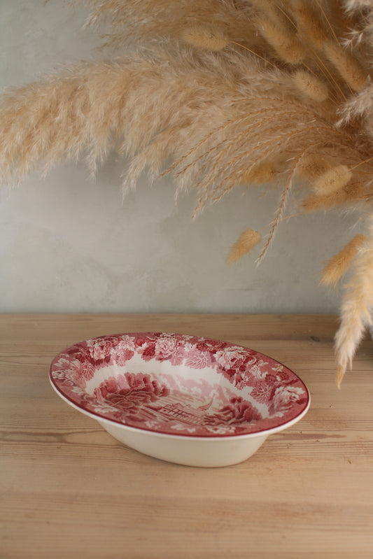Woods Ware Pink and White Serving Bowl